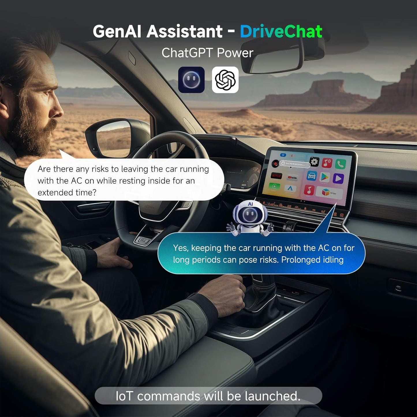 Wireless CarPlay Adapter Ai Box with OBD2 Scanner, Car Video Streaming Wireless Plug & Play Carplay Adapter for iPhone & Android Auto with ChatGPT, Supports YouTube, Netfilx 256GB Max, HDMI