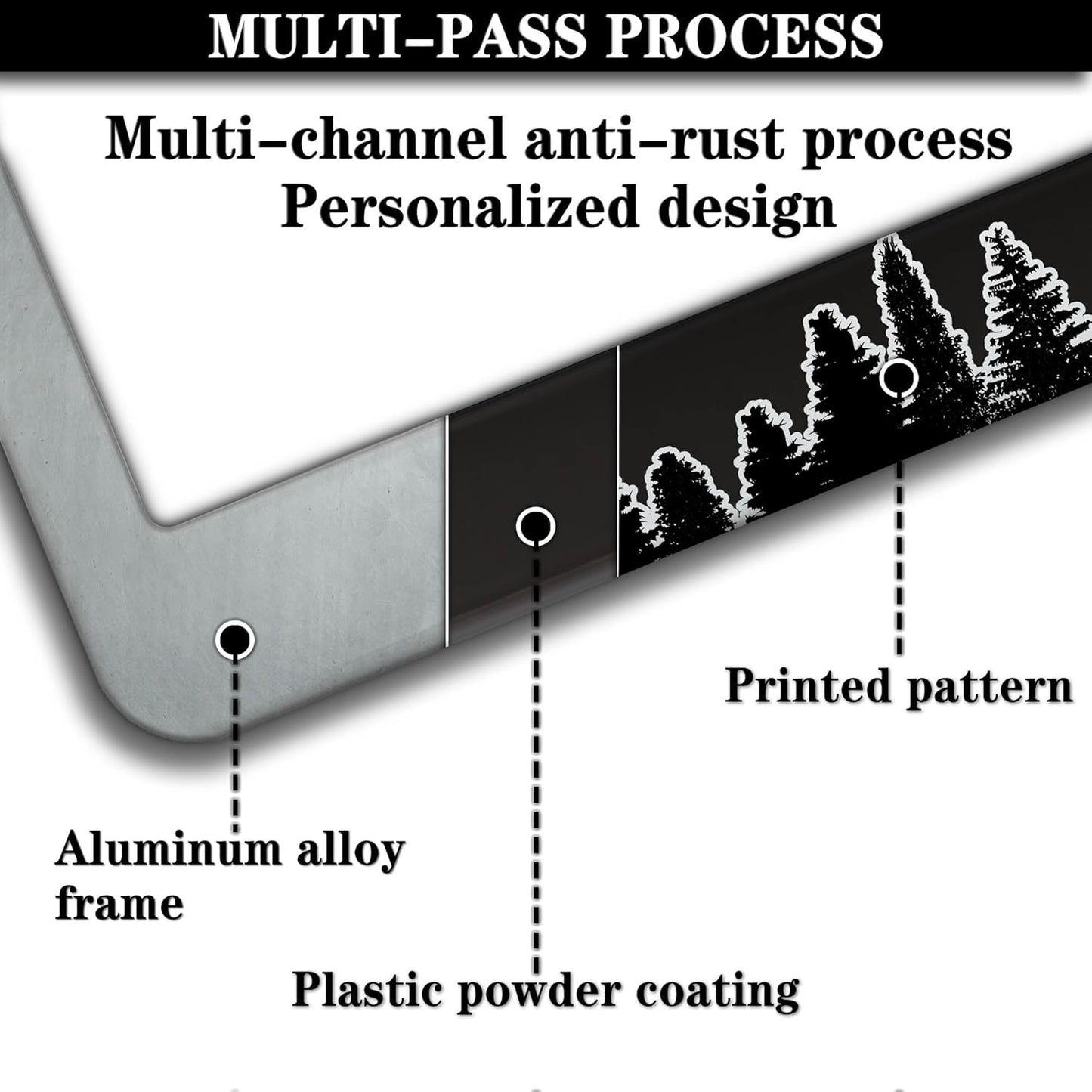 Car Plate Frames Black and White License Plate Bracket The Mountains are Calling Universal Aluminum Car Accessory 2 Pack with Screw Covers Set