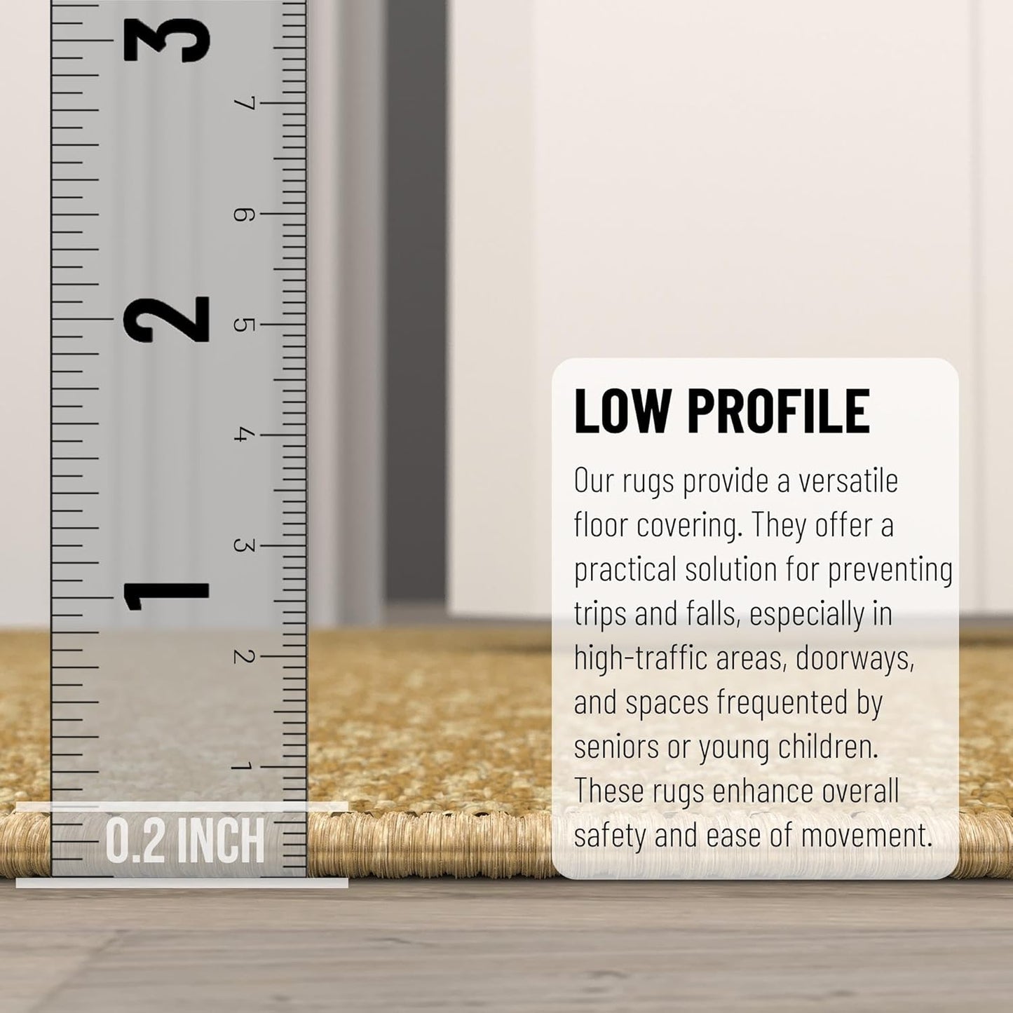 Ottomanson Rugs for Entryway 2'3" x 3' Non Slip Solid Small Area Rugs Durable Front Door Mat Rug Stain Resistant Entrance Rugs for Bathroom Kitchen Bedroom & Living Room, Beige