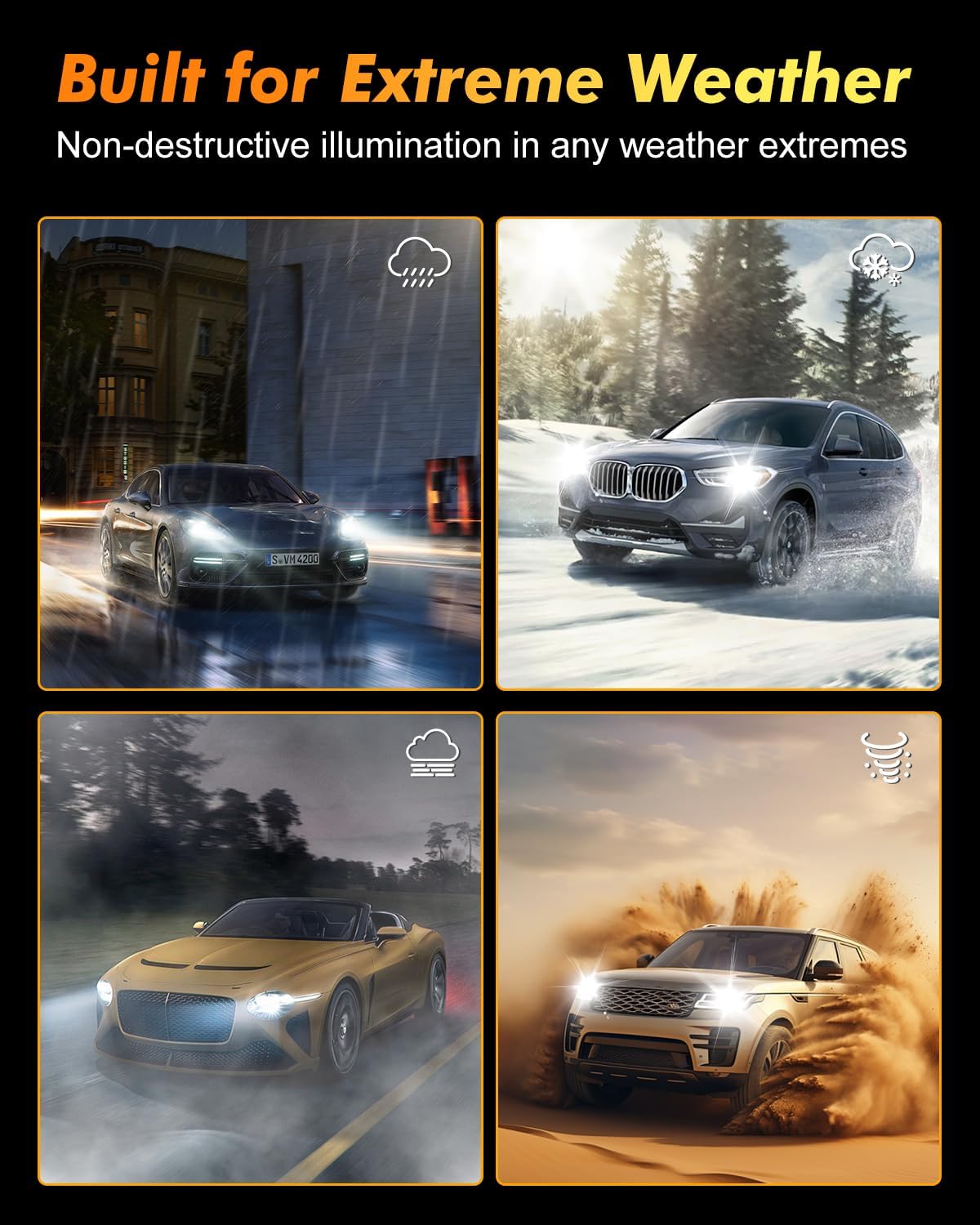 D1S Xenon HID Headlights Bulbs, 400% Enhanced Brightness, 6000K Cool White High/Low Beam, Replacement 66144 66140 85140 85415, IP68 with Metal Base, Plug and Play, Pack of 2