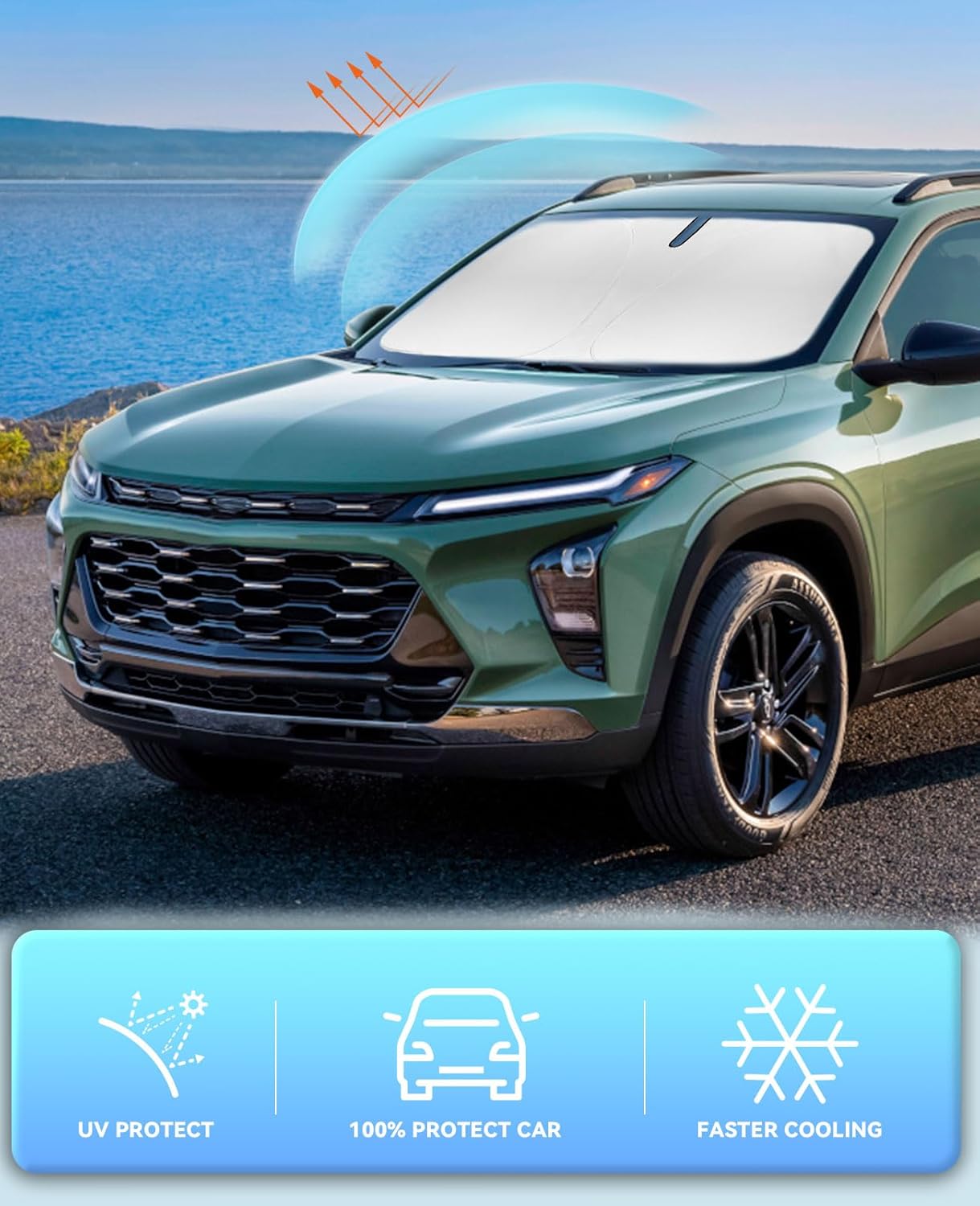 Sunshade Cover for Trax Windshield Sun Shade for 2013-2023 Chevrolet/Chevy Trax LS, LT, LTZ, Premier, SUV Accessories Window Shields Sun Visor Protector Blocks UV Rays Protect Car from Heat Damage