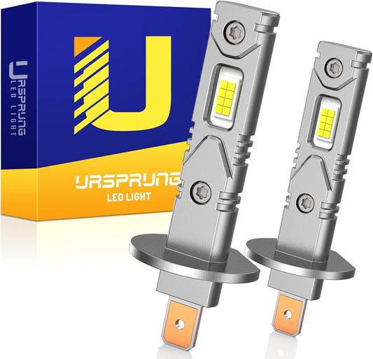 Ursprung H1 Fog Light Bulbs, 26000LM 700% Super-Brighter, 6500K Truly Plug and Play with Cooling Fan, 1:1 Mini Size No Adapter Required, Easy to Install, Pack of 2