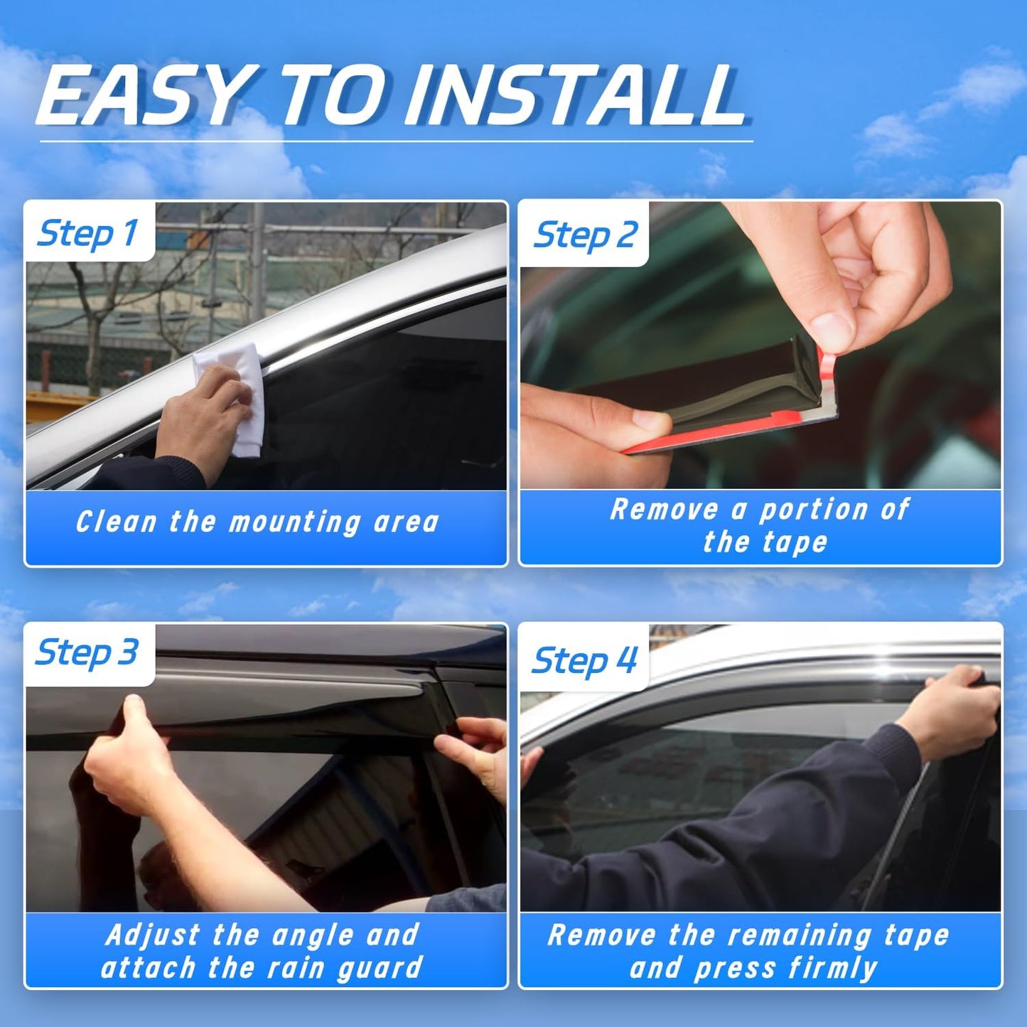 Window Rain Guards Fit for 2014-2023 Jeep Cherokee, Outside Mount Vent Window Visors, Smoke Vent Shade Shield, Car Accessories 2015 2016 2017 2018 2019 2020 2021 2022, 4pcs