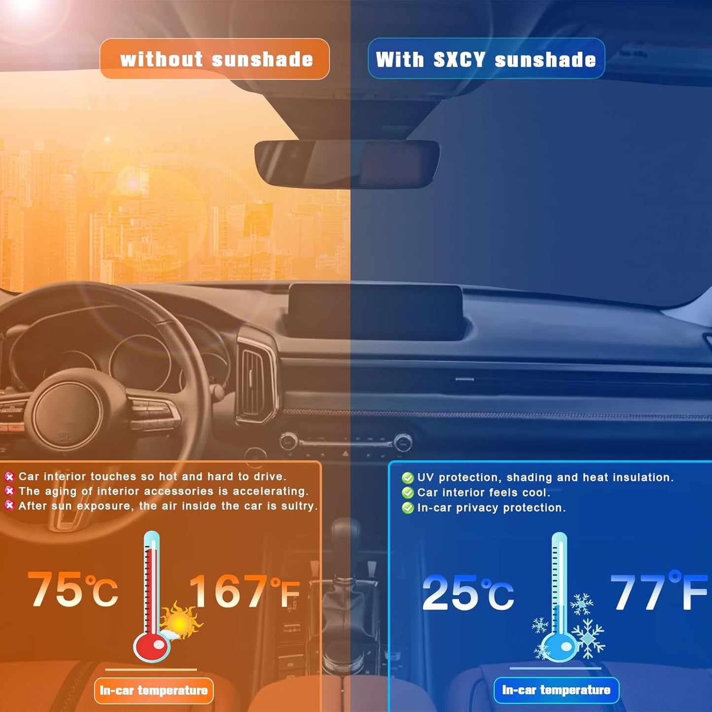 SXCY for 2023 2024 2025 Mazda CX50 Windshield Sunshade for 2023 2024 2025 CX50 S Select-S Premium Accessories 2023 2024 2025 CX-50 Sun Shade Foldable Sun Shield 2024 2025 CX-50 Sun Protector Block UV