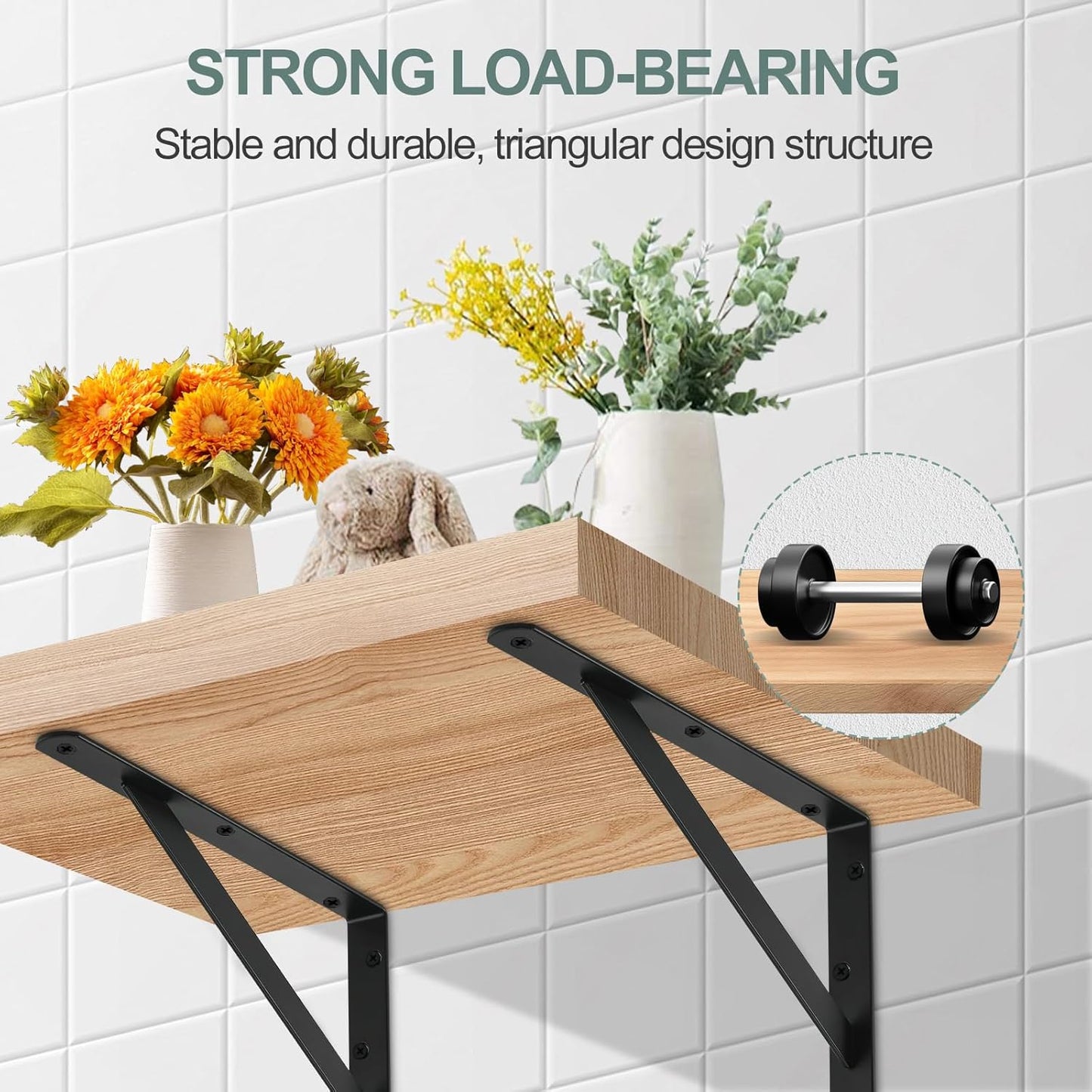 20 Pack L16 x H 10" Black Heavy Duty Shelf Brackets with Screws Metal Shelf Brackets Shelf Support Angle Brackets for Shelves L Brackets Heavy Duty Floating Shelf
