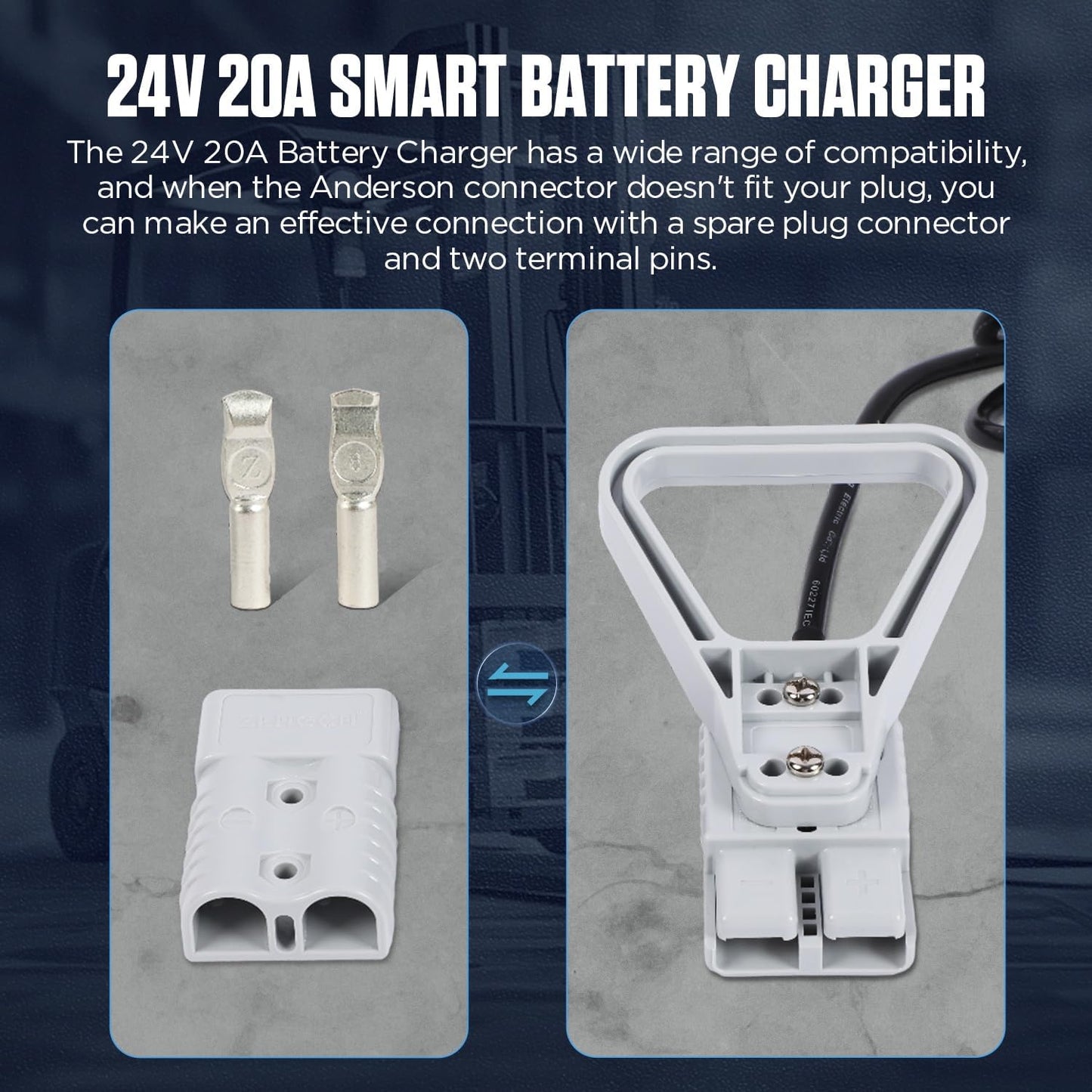 Forklift Battery Charger 24V 30A Automatic Smart Charger, Automotive Battery Charger Fully-Automatic Smart Charger for Forklift Club Car Golf Cart (24V20A)