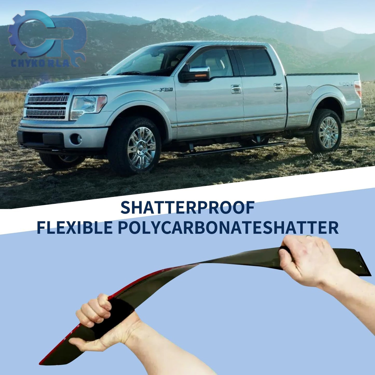 Rain Guards Window Visors Fit for 2009-2014 Ford F150 SuperCrew Cab Truck, Outside Mount Sun Shade Window Vent Deflectors,Smoke Tinted Side Window Vent Visors 2010 2011 2012 2013