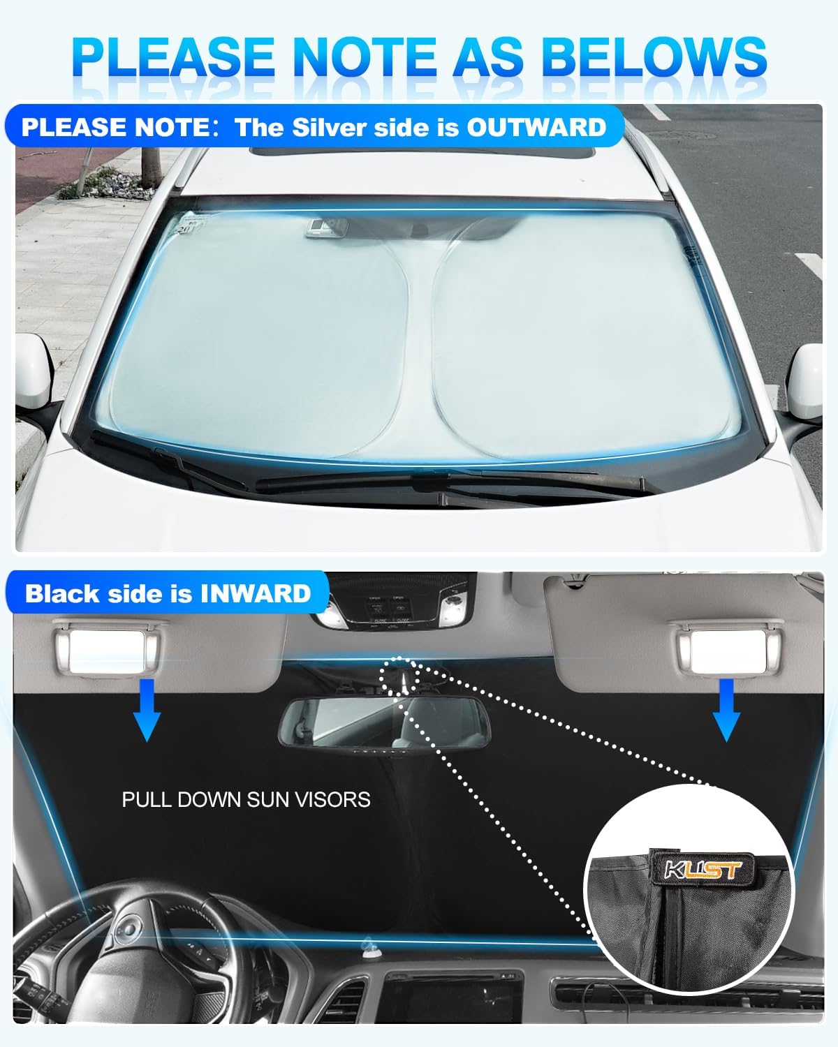 KUST Windshield Sun Shade for 2021-2025 2026 Volkswagen VW ID.4 Accessories Sunshade Window Sun Visor Protector Foldable Blocks UV Rays Keep Car Cooler Privacy