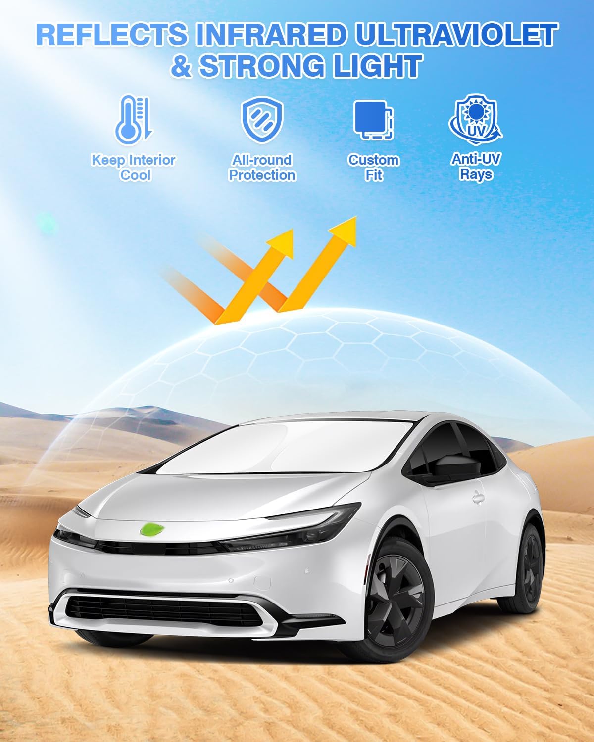 Sunshades for Toyota Prius 2023-2025 2026 Accessories Windshield Sun Shade Side Rear Window Shade Cover Sun Visor Shield Privacy Protection Keep Vehicle Cool Black 6PCS