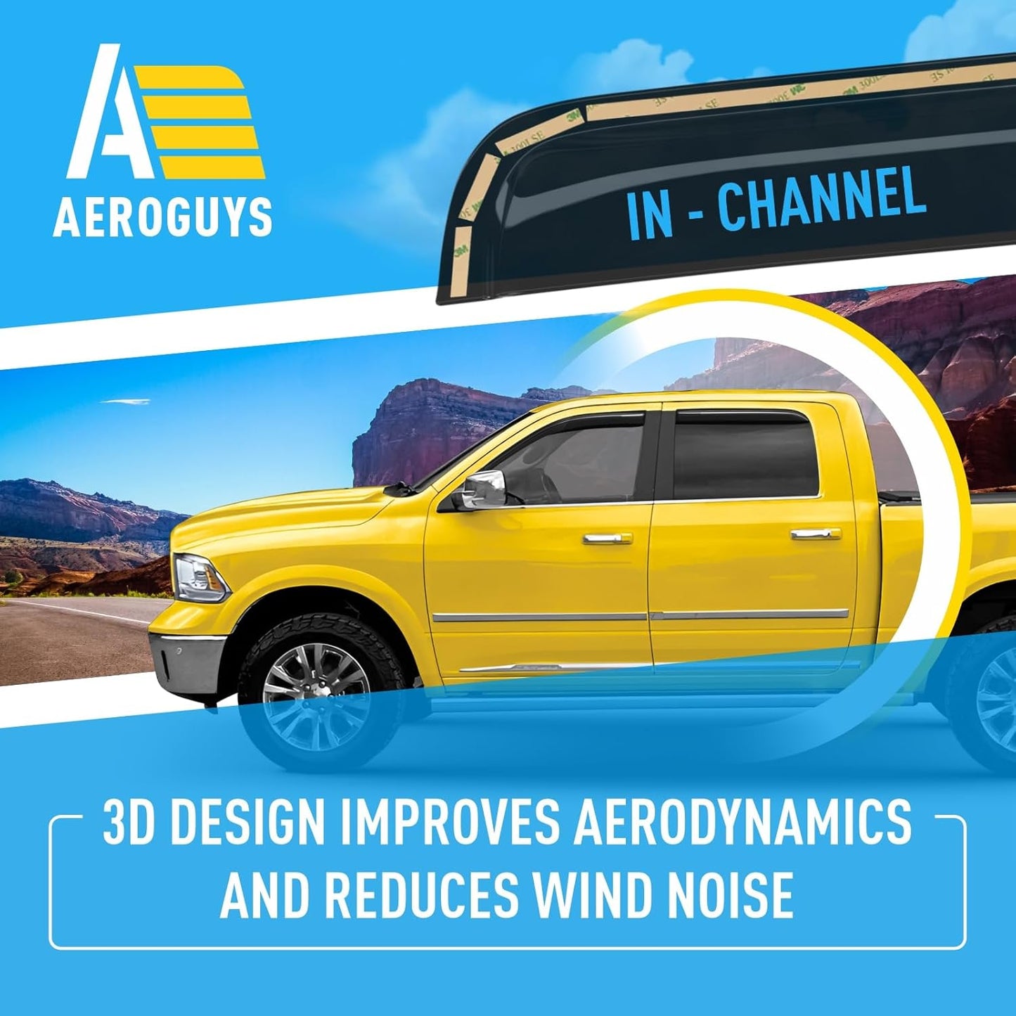 Extra Durable Window Deflectors in-Channel Window Visors Rain Guards Fit for Dodge Ram 1500 2009-2018 Crew Cab, Sun Visors, Wind Vent for Shades, Exterior Car Accessories - 4pcs. AG0029