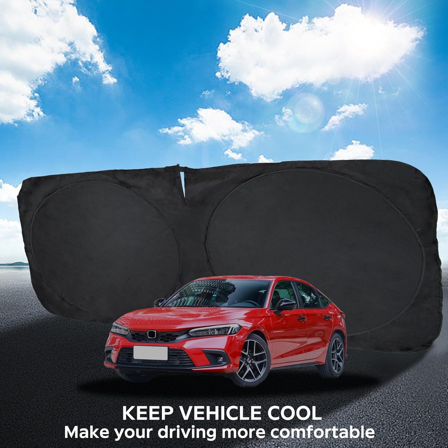 Sunshade for Honda Civic 2022-2025 2026 Sun Shade, Front Window Sun Visor Windshield Cover Custom Fit Civic (Not for 2022 Sport) Sedan, LX, EX, EX-L,Touring Keep Cool Car Accessories Blocks UV Rays