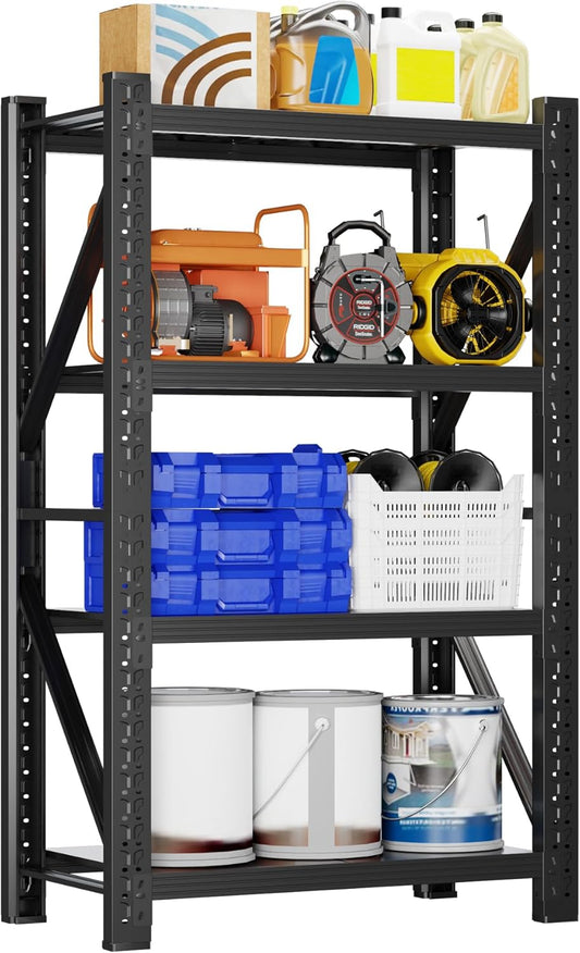3000LBS Garage Shelving 42" W Garage Shelving Heavy Duty 4-Tier Metal Storage Shelves Adjustable Shelf Unit Storage Rack for Basement Supermarket Warehouse 42" W x 20" D x 78" H Black