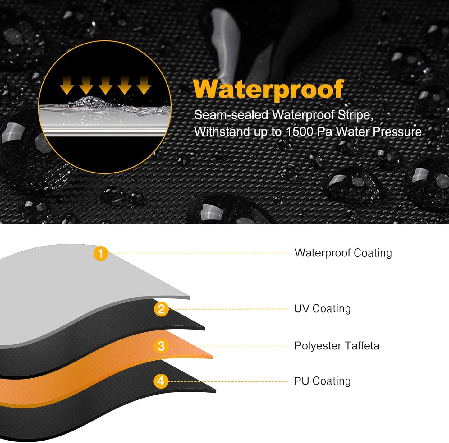 NEVERLAND ATV Cover - Waterproof Heavy Duty 4 Wheeler Quad Cover - All Season Weather Proof Outdoor UV Protection for Polaris Yamaha Suzuki Honda (Black XXXLarge)