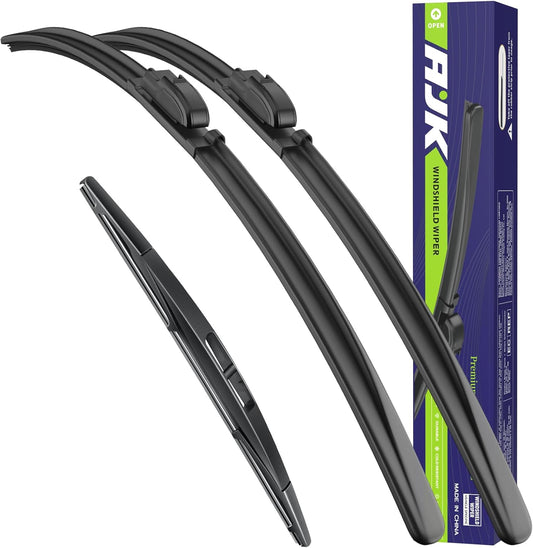 AJK Wiper Blades for Subaru Crosstrek XV 2013 2014 2015 2016 2017, 3 Piece All Weather OEM Quality Automotive Replacement Windshield Wiper Blades for My Car