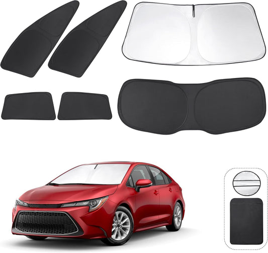 TINGLU Window Shades for Toyota Corolla 2020-2024 2025 (Not for Corolla Cross) Accessories Side Full Windows Cover Camping Rear Triangular Windshield Sun Shade Sun UV Rays Privacy Protection 6PCS