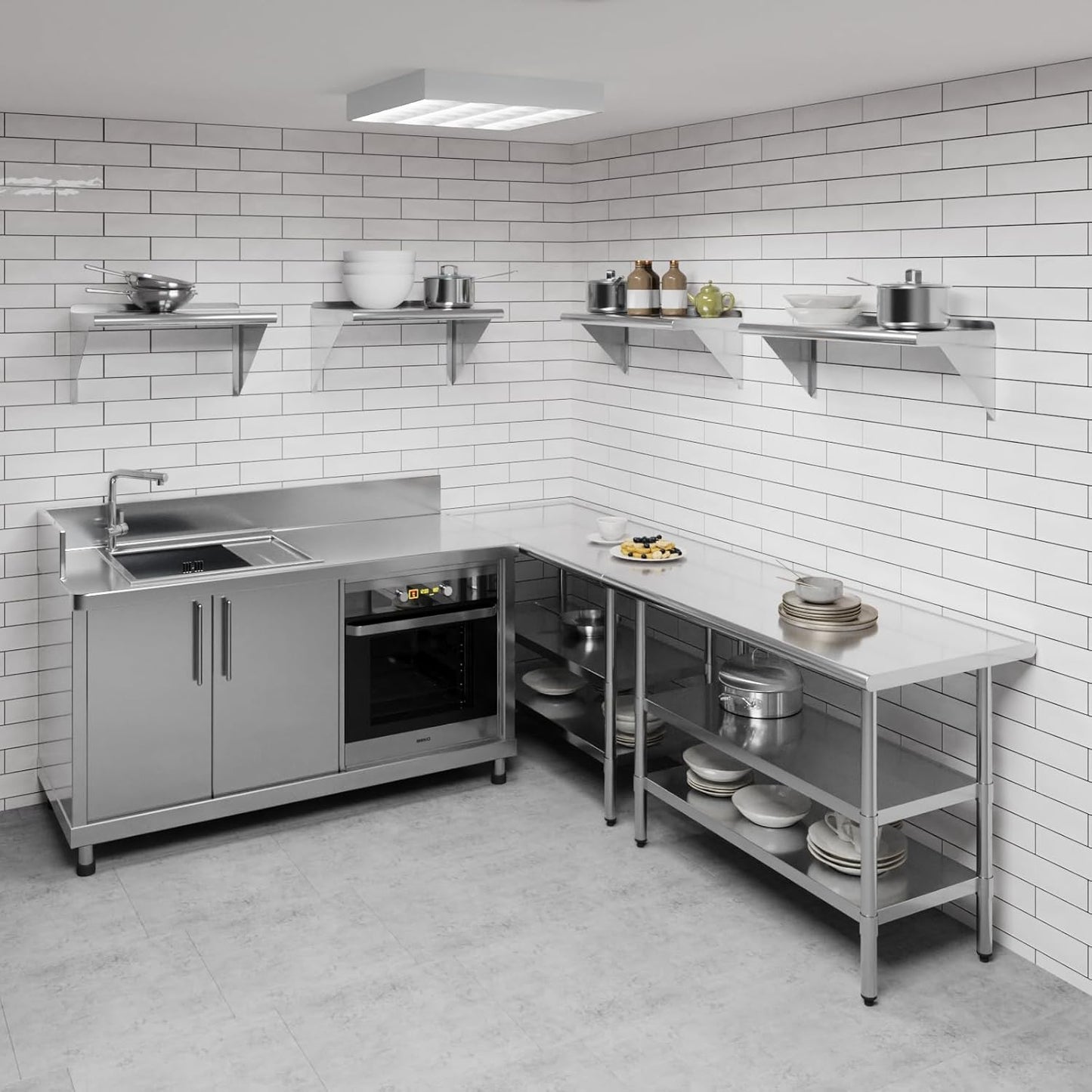 AmGood 12" X 30" Stainless Steel Wall Shelf | NSF Certified Metal Shelving