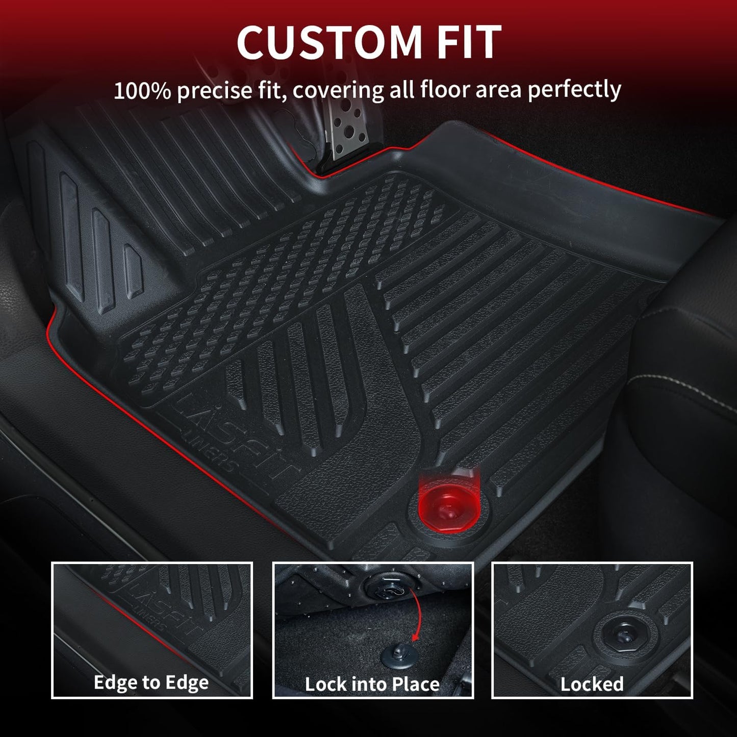 LASFIT Floor Mats&Trunk Mat for Toyota Camry 2025 Hybrid/LE/SE/XLE/XSE, All Weather Custom Fit TPE Floor Liners for Camry 2025 Front & Rear Full Set Car Mats, Black.