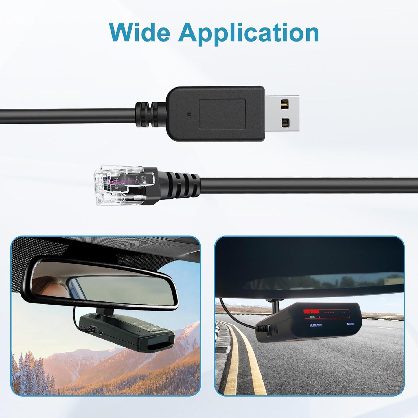 Radar Detector Cable, USB to RJ11 Plug,Replacement Radar Detectors Power Cable for Escort MAX 360 Unide R1 R3 R4 DFR8 DFR9 Passport 9500i Radenso XP Beltronics STI Radar Detectorr(RJ11-9.84ft)