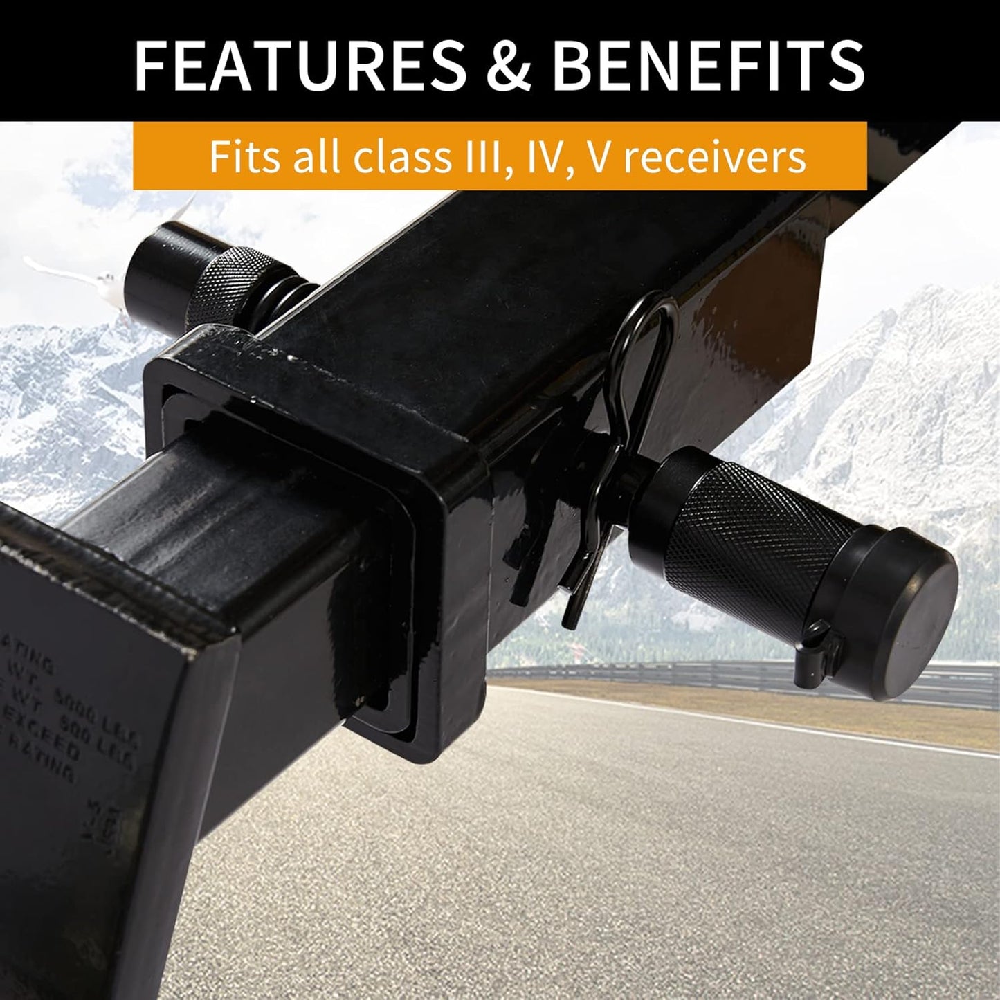 Trailer Hitch Pin Lock, 5/8" Dia with Extra Long 4" Hitch Lock Fits Class III IV V 2", 2-1/2"& 3" Receivers, Trailer Hitch Lock with Safety Clip and O-Rings for Trailer Truck Car Boat