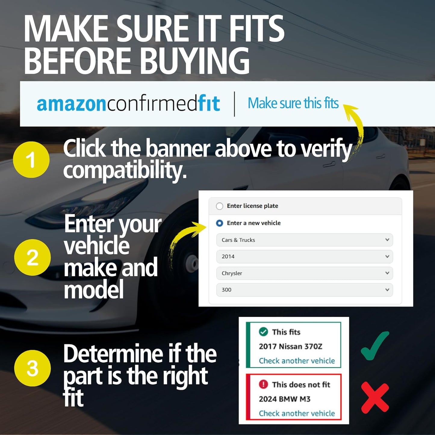 Premium Semi-Metallic Front Brake Pads (1001-1853M) Compatible with Ford Mustang 2015-2020