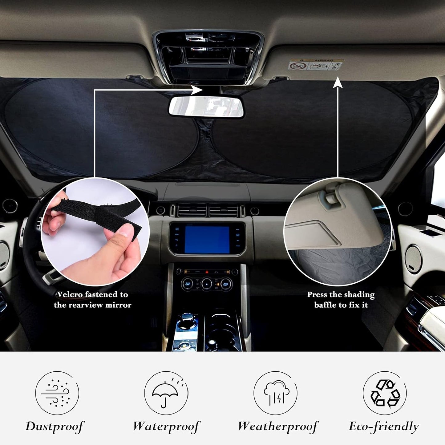 Sun Shade for Ford Taurus 2013 2014 2015 2016 2017 2018 2019-2023 Accessories Window Sunshade Custom Fit Taurus Sedan Windshield Sun Visor Reflective Protector Foldable Shield Blocks UV Rays