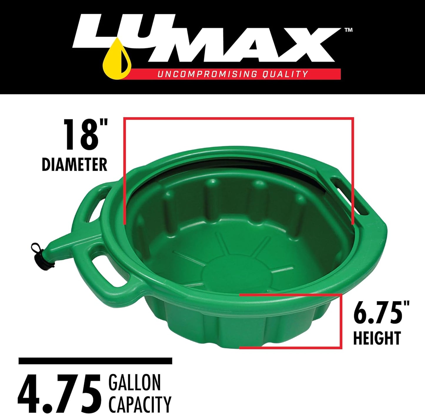 LUMAX Green 3.75 Gallon Plastic Oil Drain Pan, LX-1631