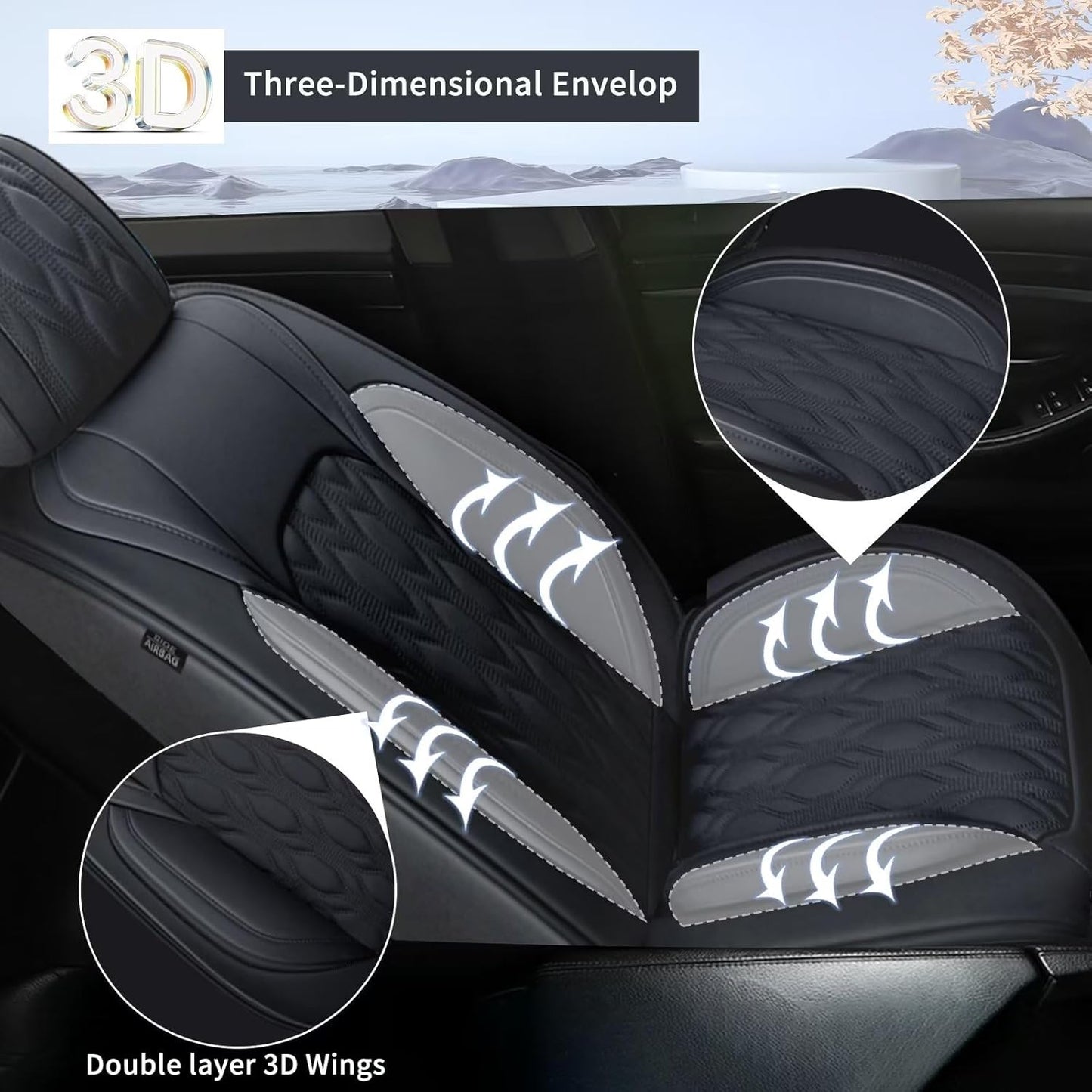 2 Front Car Seat Cover Fit for Toyota Camry 2012-2025 Faux Leather for Camry Seat Covers Waterproof Auto Seat Cushion Protector Compatible Airbag (2 Seats,Black)