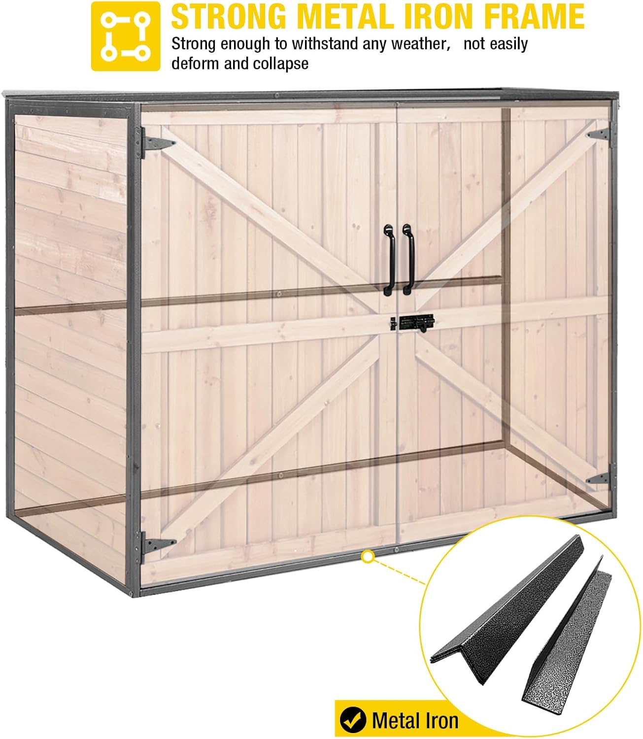 Aivituvin Outdoor Storage Shed Upgraded with Strong Metal Frame Horizontal Storage Cabinet for Trash Cans and Yard Tools 4.2 ft. x 2.3 ft.