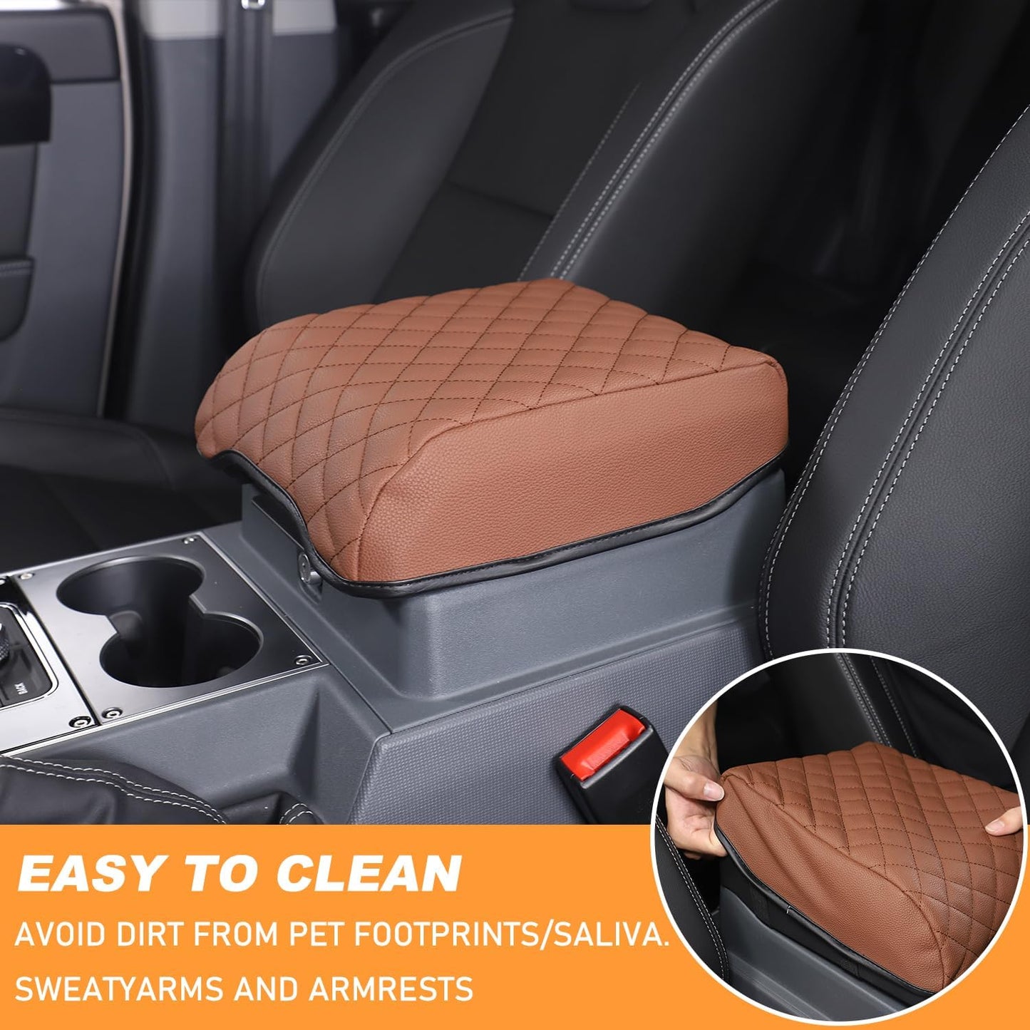 Car Armrest Box Cover Protector Compatible with Ineos Grenadier 2020-2024 Center Console Lid Protector Cover Original Customized Armrest Cover (Brown)