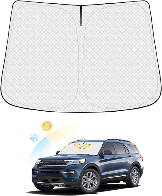 포드 익스플로러 2020-2025 2026용 앞유리 햇빛 가리개 액세서리 두꺼운 6겹 전면 창문 햇빛 가리개 커버 선바이저 프로텍터 접이식 블록 UV 광선으로 차량을 시원하게 유지