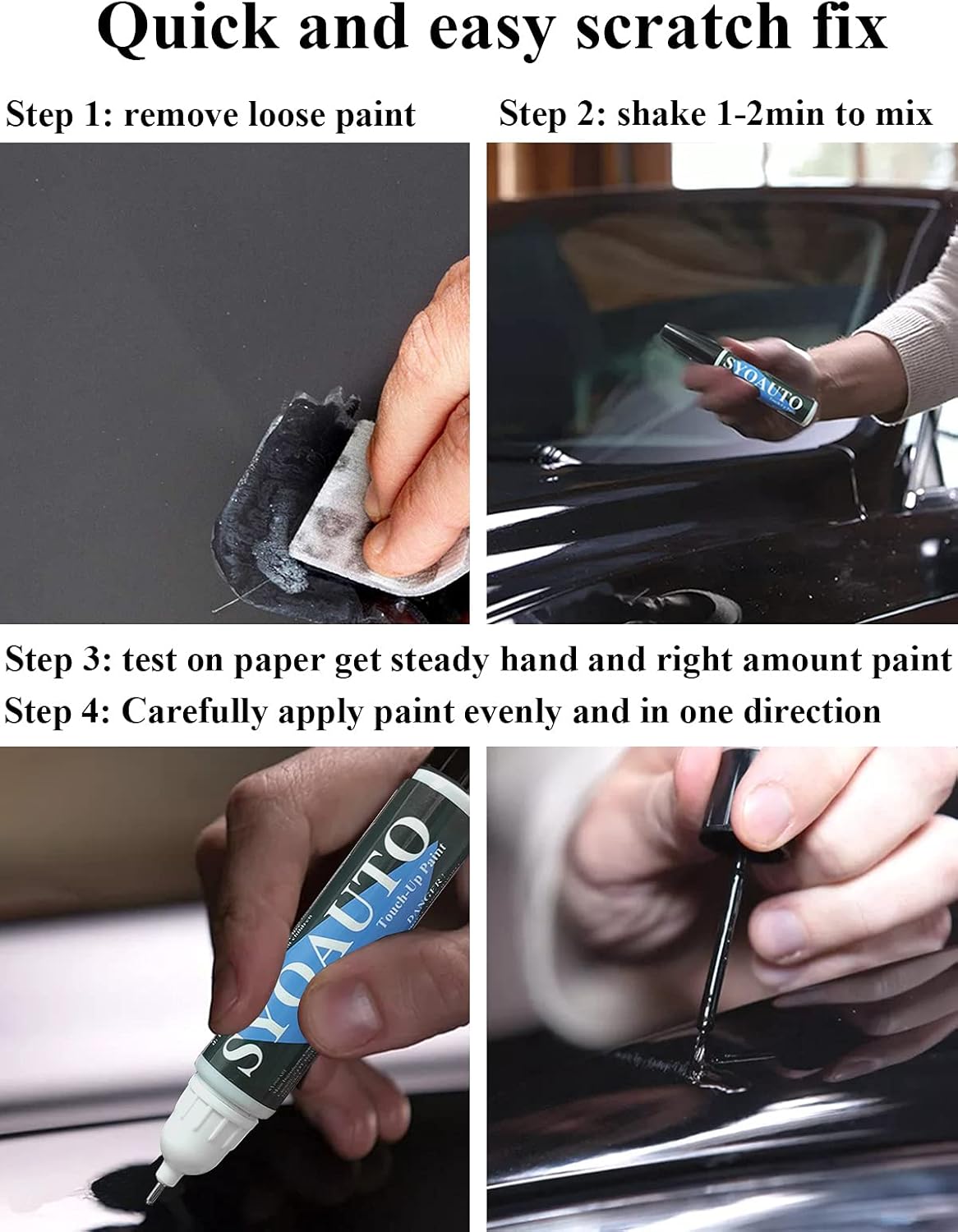 SYOAUTO Crystal Black Pearl NH731P Touch Up Paint Fit for Honda Auto Touch up Paint Scratch Repair Pen Brush and Tip 2 in 1 Crystal Black Pearl