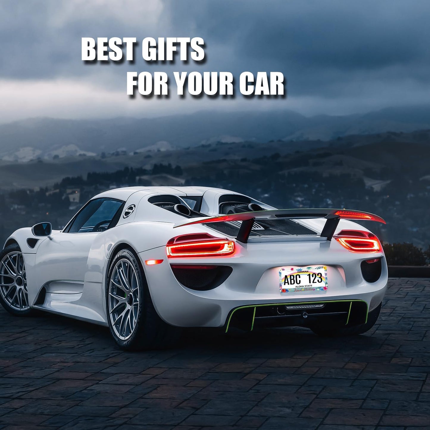 Aloha License Plate Frame Colorful Hibiscus Flowers License Plate Stainless Steel Funny Hawaii Accessories Cars Decor 12.2 X 6.2 Inch with 2 Holes and Screws Fits Standard Us Ca Vehicles