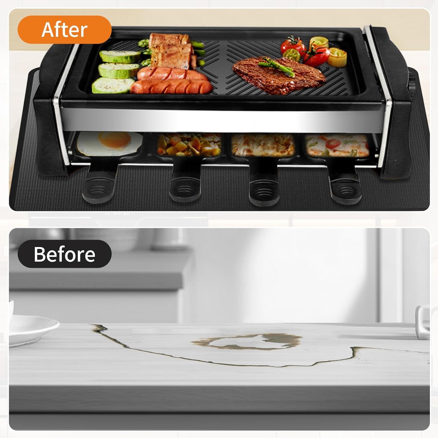 Heat Resistant Grill Mat, 24 x 31 inches Double-sided fireproof and waterproof BBQ protection mat Multi-Purpose for Grills Pizza Ovens Smokers Black