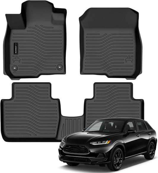 Auxko All Weather Floor Mats Fits for Honda HR-V Include Hybrid 2023 2024 2025 2026 TPE Rubber Liners All Season Guard Odorless Anti-Slip Mats for 1st & 2nd Row
