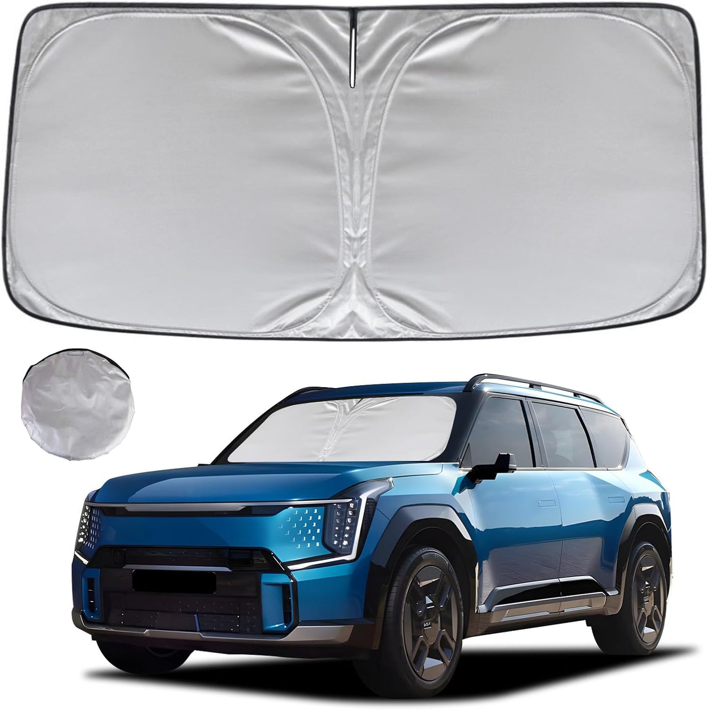 KAYZT Windshield Sun Shade for 2024-2025 Kia EV9 Foldable Sunshade Front Window Custom Fit Car Accessories