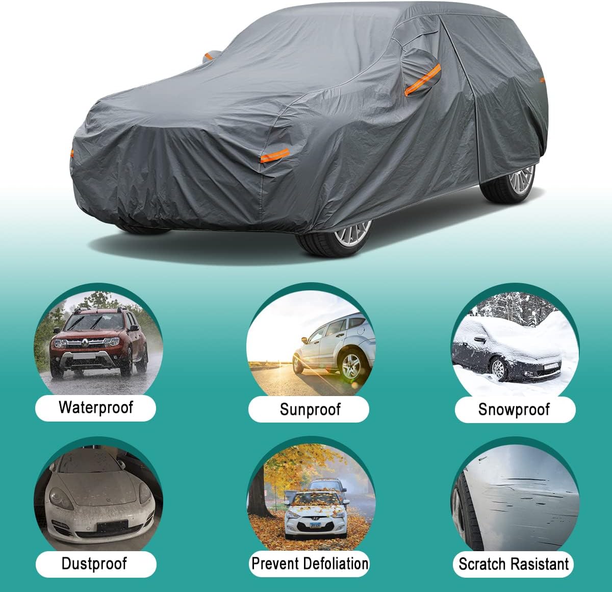 Premium Car Cover Custom Fit Acura MDX (2007-2025), 16 Layers Heavy Duty Car Cover Waterproof All Weather with Zipper Door for Sun Rain Snow Dust Uv Protection