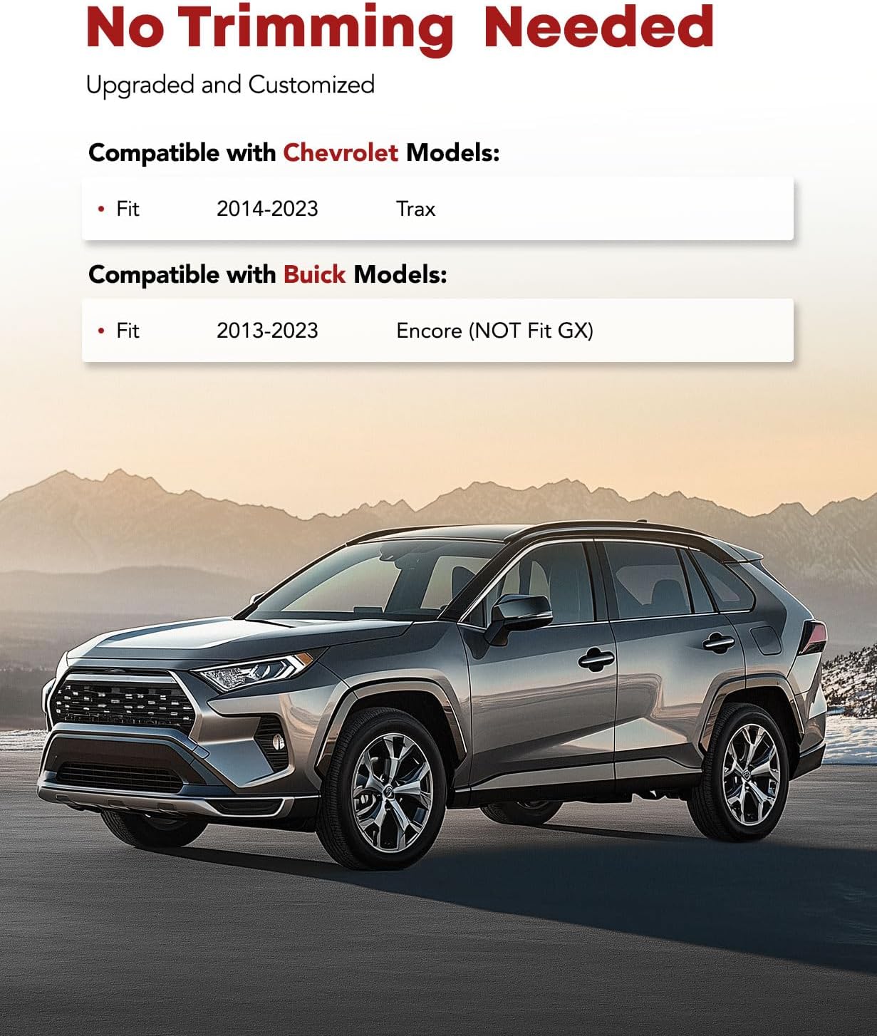 YHTAUTO Floor Mats Fit Fit Chevy Trax 2014-2023, Buick Encore 2013-2023(NOT GX), TPE All Weather Car Mats Waterproof Odorless Floor Liner, Interior Car Accessories Front & 2nd Row Liner