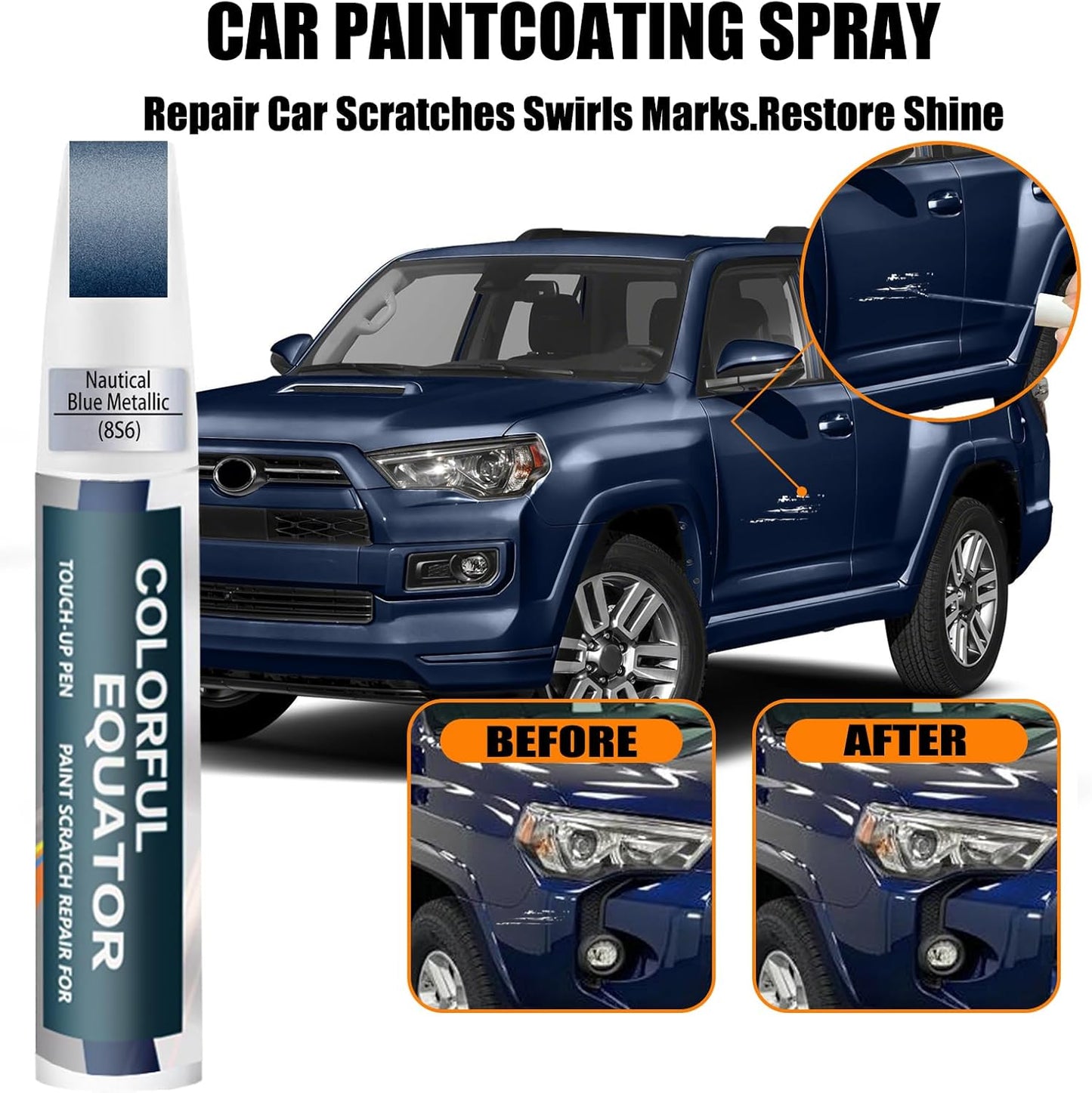8S6 Dark/Nautical Blue Metallic Touch Up Paint for Toyota, Car Paint Pen Scratch Repair Two-In-One Touch Up Paint, Premium Car Scratch Remover for Deep Scratches