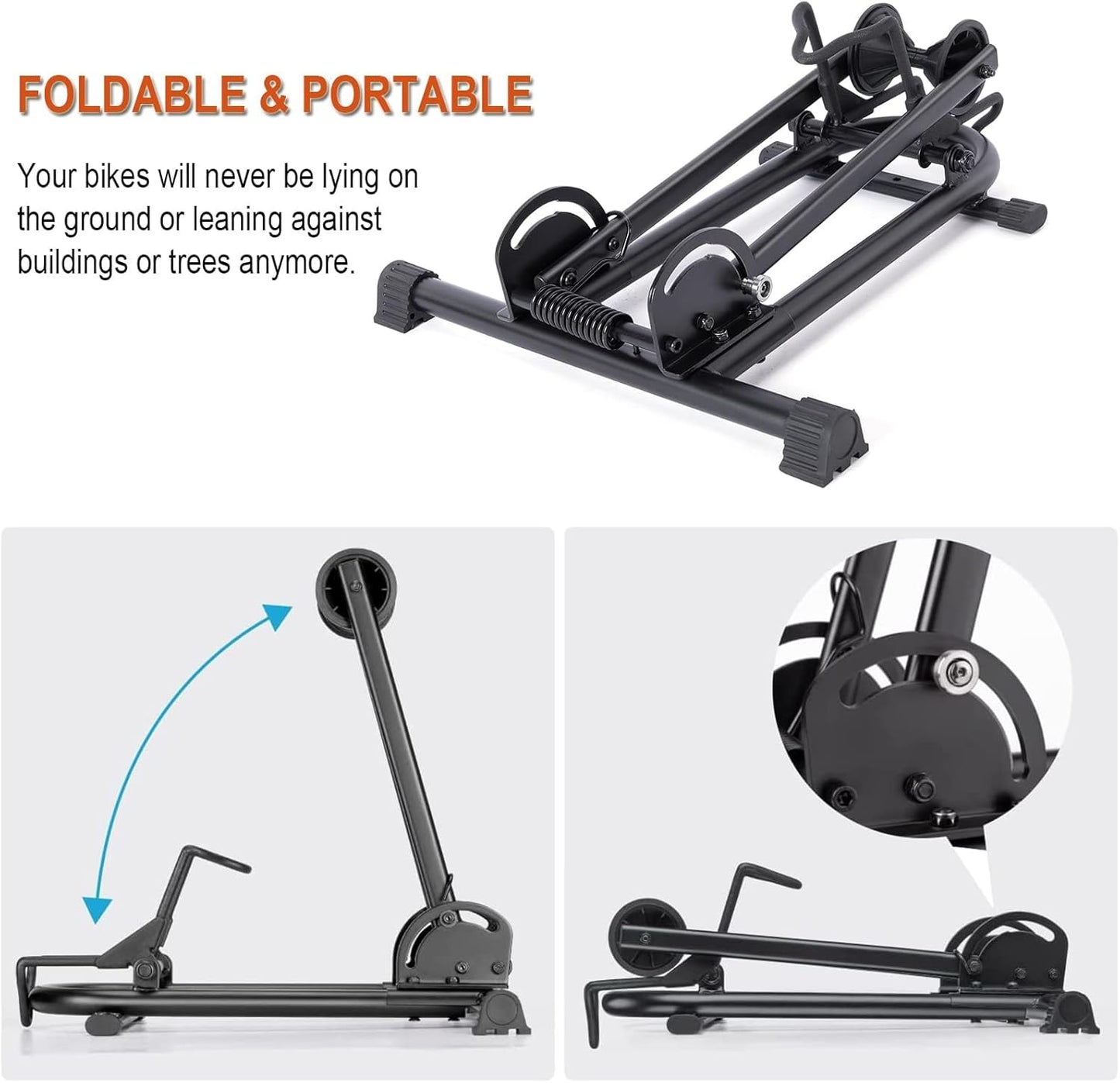 Indoor Bike Floor Stand - Bike Stand Rack for Garage/Home - Bike Storage Bicycle Parking Rack Fit 26”-29” Mountain Road Bikes (1 Bike Rack)