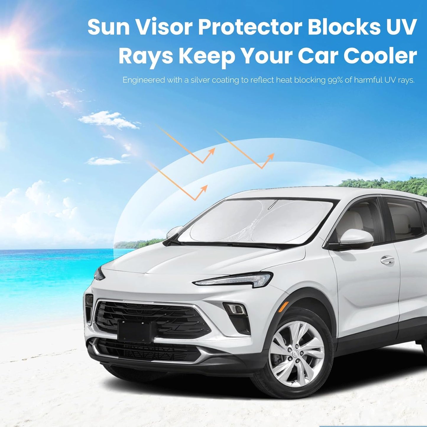 Custom fit Encore GX Windshield Sunshade for Buick Encore 2020 2021 2022 2023 2024 2025 Accessories Front Window Car Shade Cover for Windshield Sun Visor Screen Protector 210T Reflective Block UV Ray