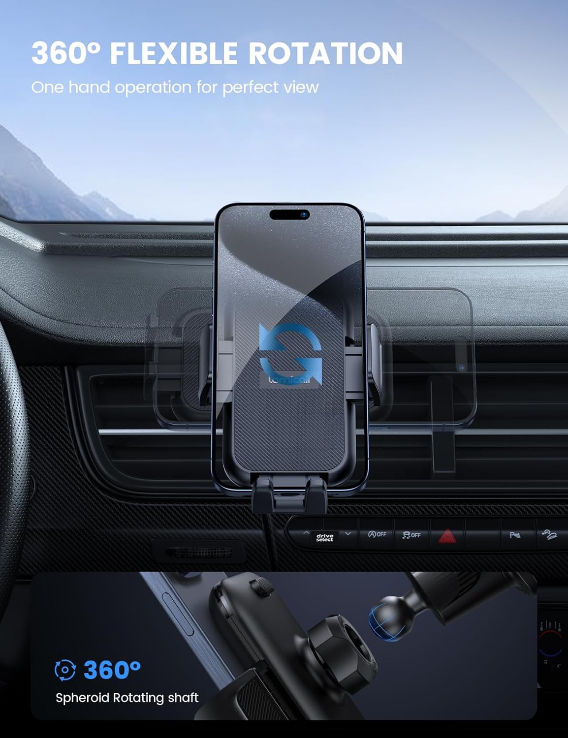 Lamicall 2025 Wider Clamp & Metal Hook Car Phone Holder Vent [Thick Cases Friendly] Phone Holders for Your Car Mount Automobile Hands Free Cradle Air Vent for Smartphone (Dark Grey)