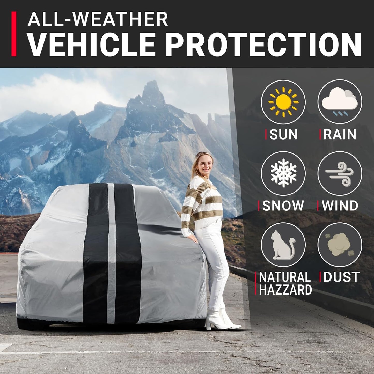 iCarCover Custom Car Cover for Chevy Fleetline (1941-1952) Waterproof All Weather Rain Snow UV Sun Protector Full Exterior Indoor Outdoor Car Cover (Stripe - Gray/Black)