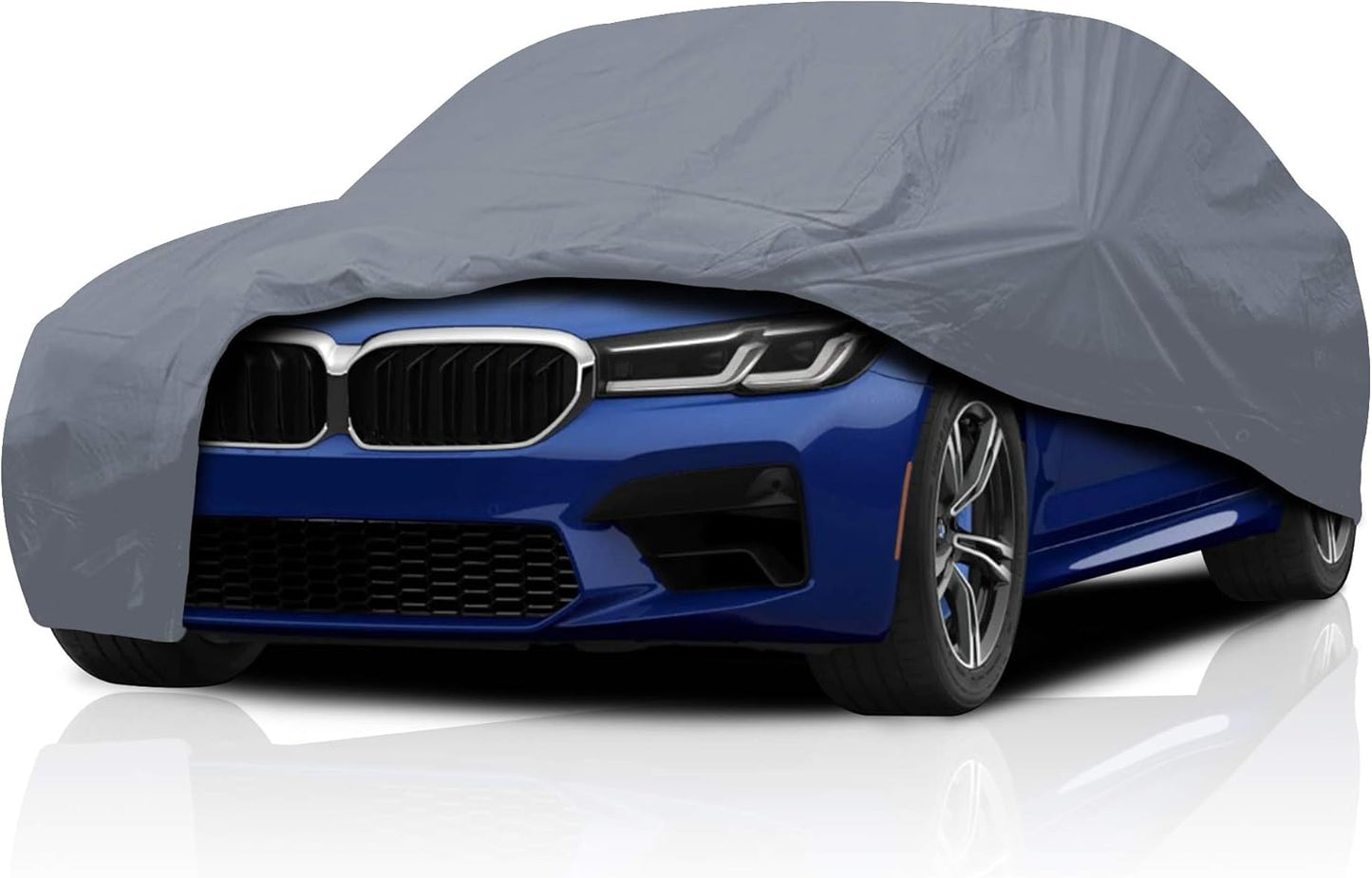 5 Layer Car Cover for Cadillac XTS 2013 2014 2015 2016-2019 Sedan 4-Door Semi Custom Fit Full Coverage Heavy Duty All Weather Protection Breathable Dust Wind Shield