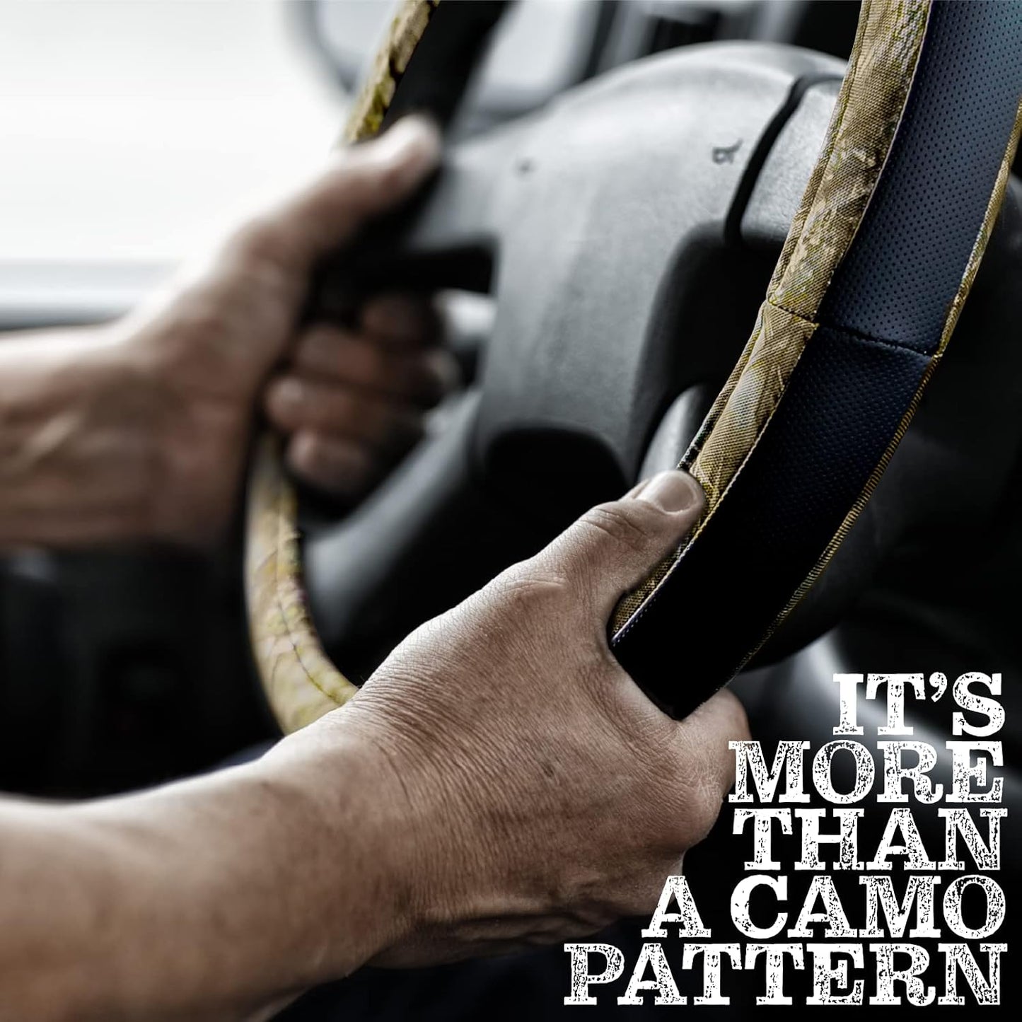 Mossy Oak Steering Wheel Cover by LPI Truck; Heavy Duty 600D Oxford Material with Mossy Oak Break-up Country Camoflauge Design; Fits All Large Trucks and SUVs with Steering Wheel Size 15.5" to 16"