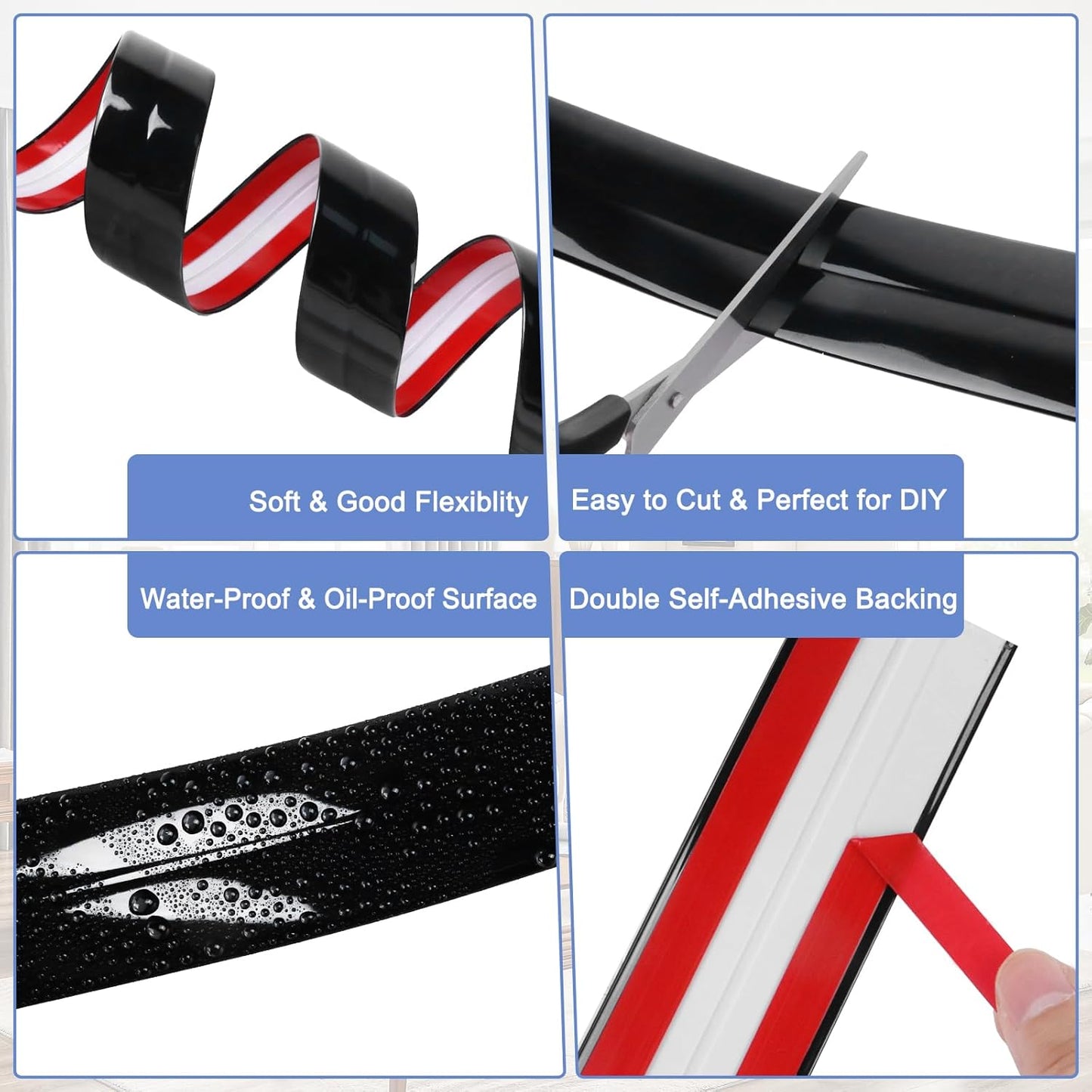 Wall Corner Protector Moulding Trim Peel and Stick Wall Corner Guards Trim Flexible Self Adhesive Edge Protector Moulding, 1.6 in x 20 Ft, Black