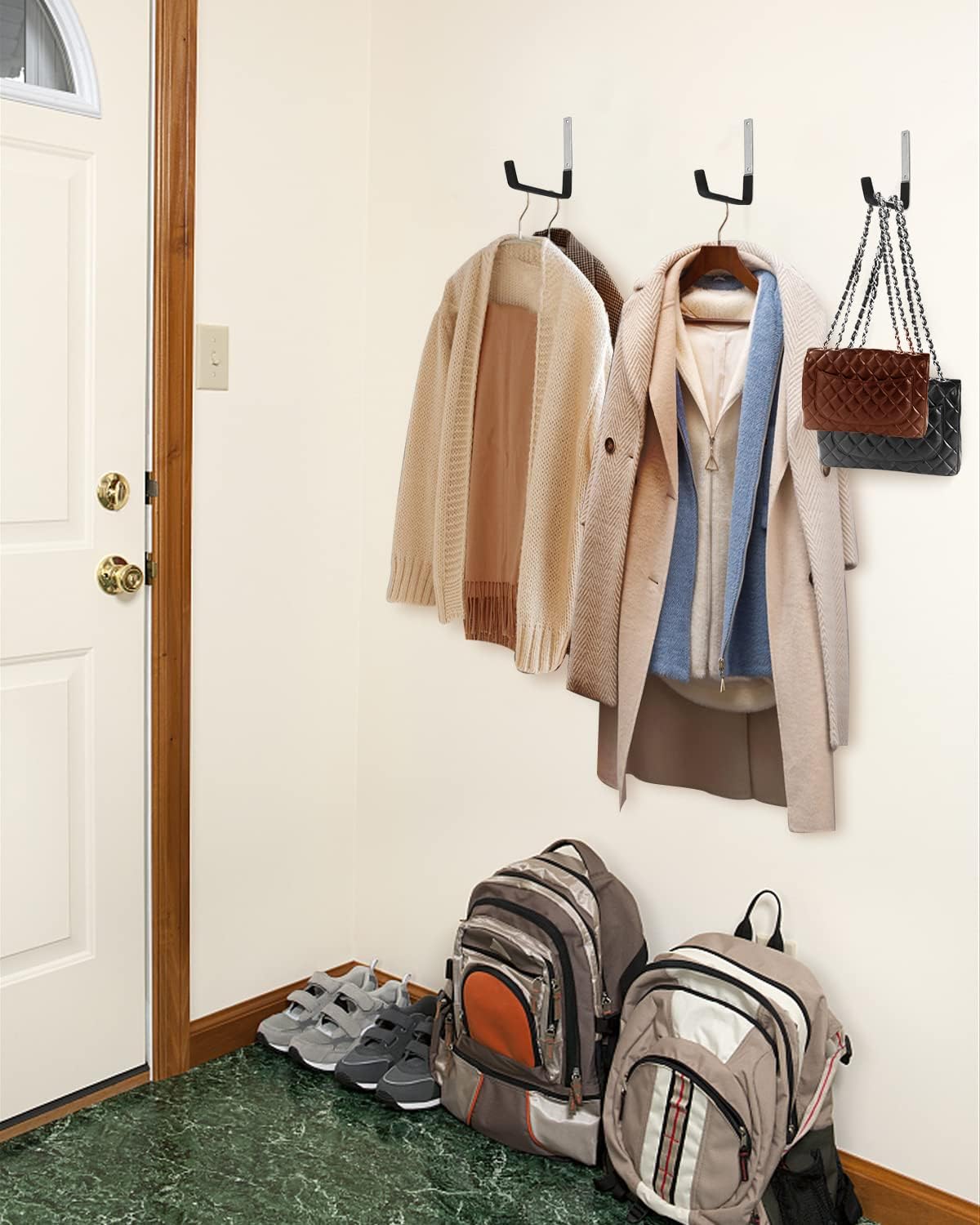 Sposuit Garage Hooks Wall Mount - 6 Pack Heavy Duty Steel Hangers for Tools, Ladders, Bikes, Bulk Items, Ropes