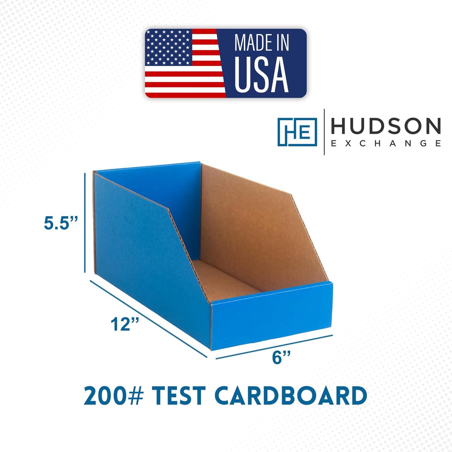 Hudson Exchange 6x12x5.5" (25 Pack) Corrugated Parts Bin Box For Storage & Organization, Blue