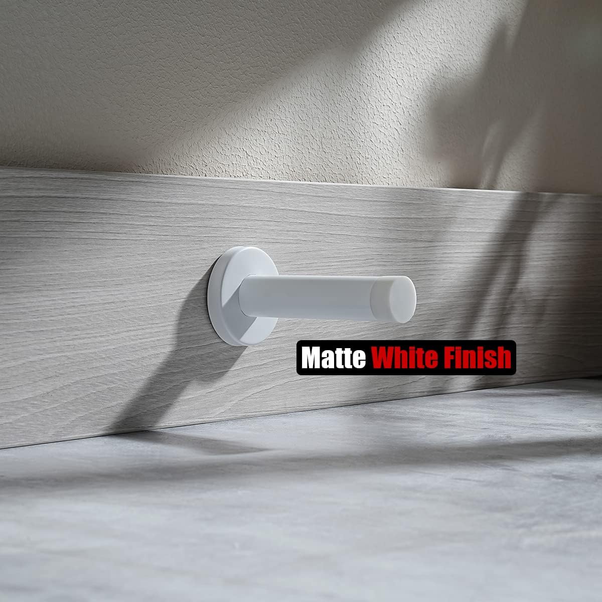 JQK Door Stopper White, 304 Stainless Steel Thicken 1mm Sound Dampening Door Stop Bumper Wall Protetor 4 Pack, DSB5-WH-P4