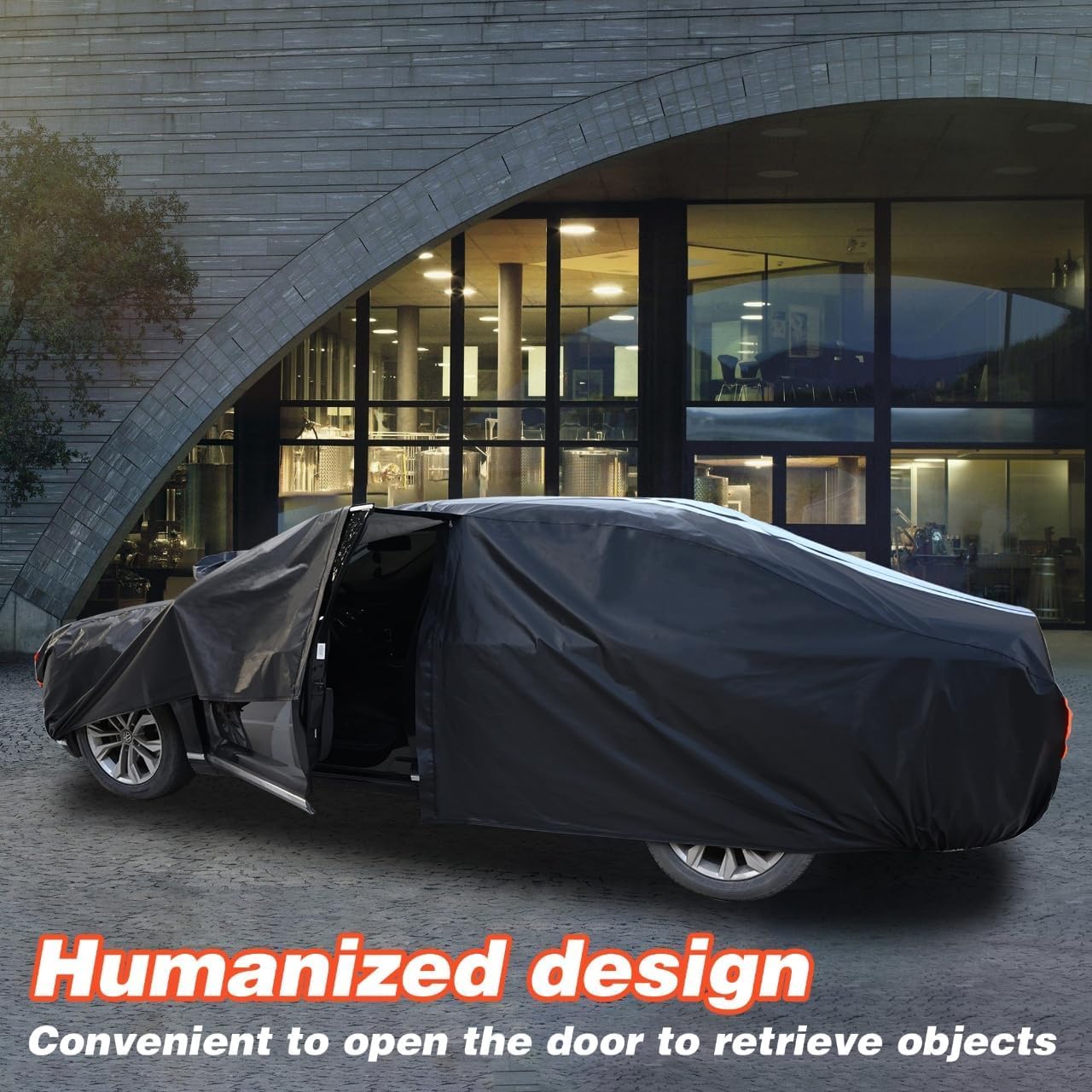 12-Layer Custom Fit Car Cover for Tesla Model 3 (2017-2025), Upgraded Waterproof All-Weather Full Exterior Cover with Door Zipper and Charging Port, for Snow Rain Dust and Sun UV Protection-Black.