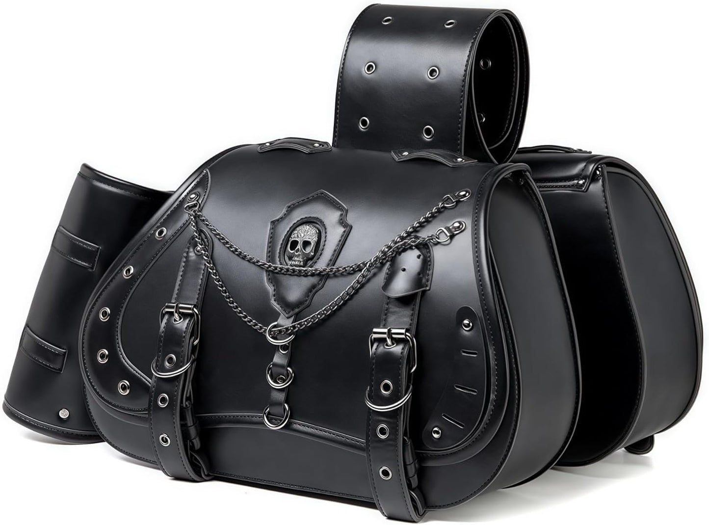 Motorcycle Saddlebags, 30L Leather Waterproof Side Saddle Bags with Cup Holder, Universal Powersports Saddlebags for Harley Davidson Sportster Dyna Softail Honda Shadow Rebel Yamaha Kawasaki Vulcan